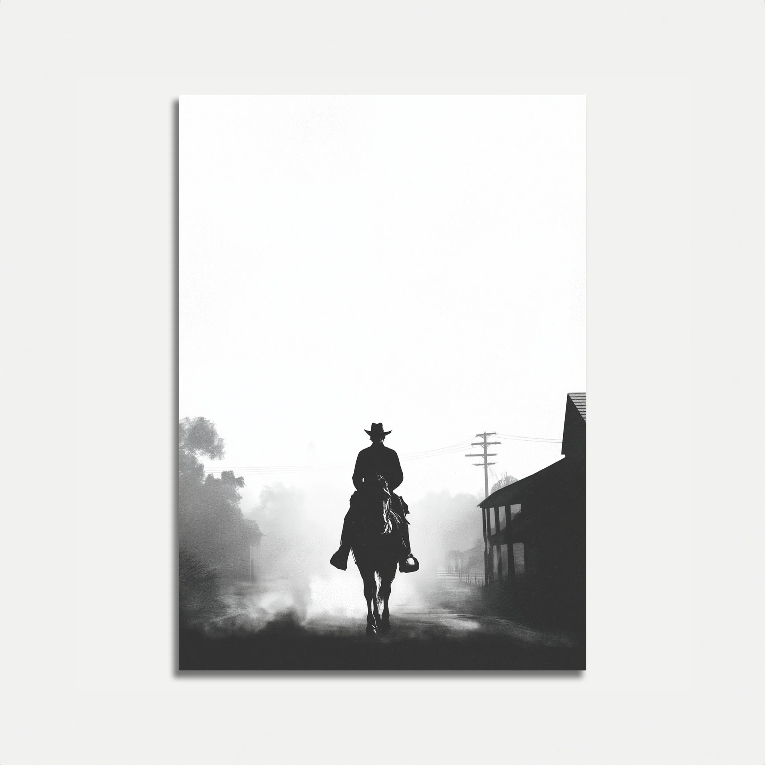 Lone Cowboy Misty Ride Poster