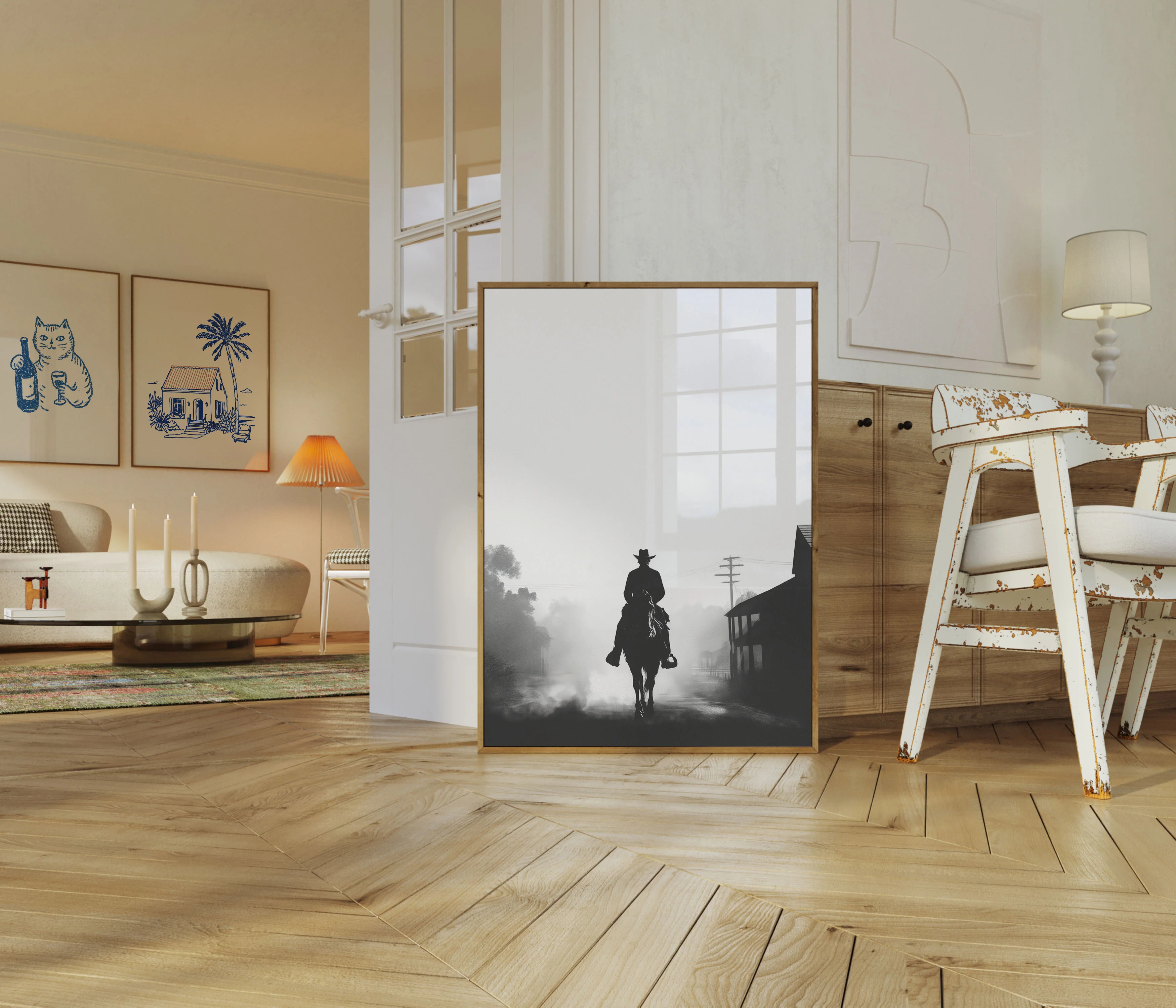 Lone Cowboy Misty Ride Poster - Image 5