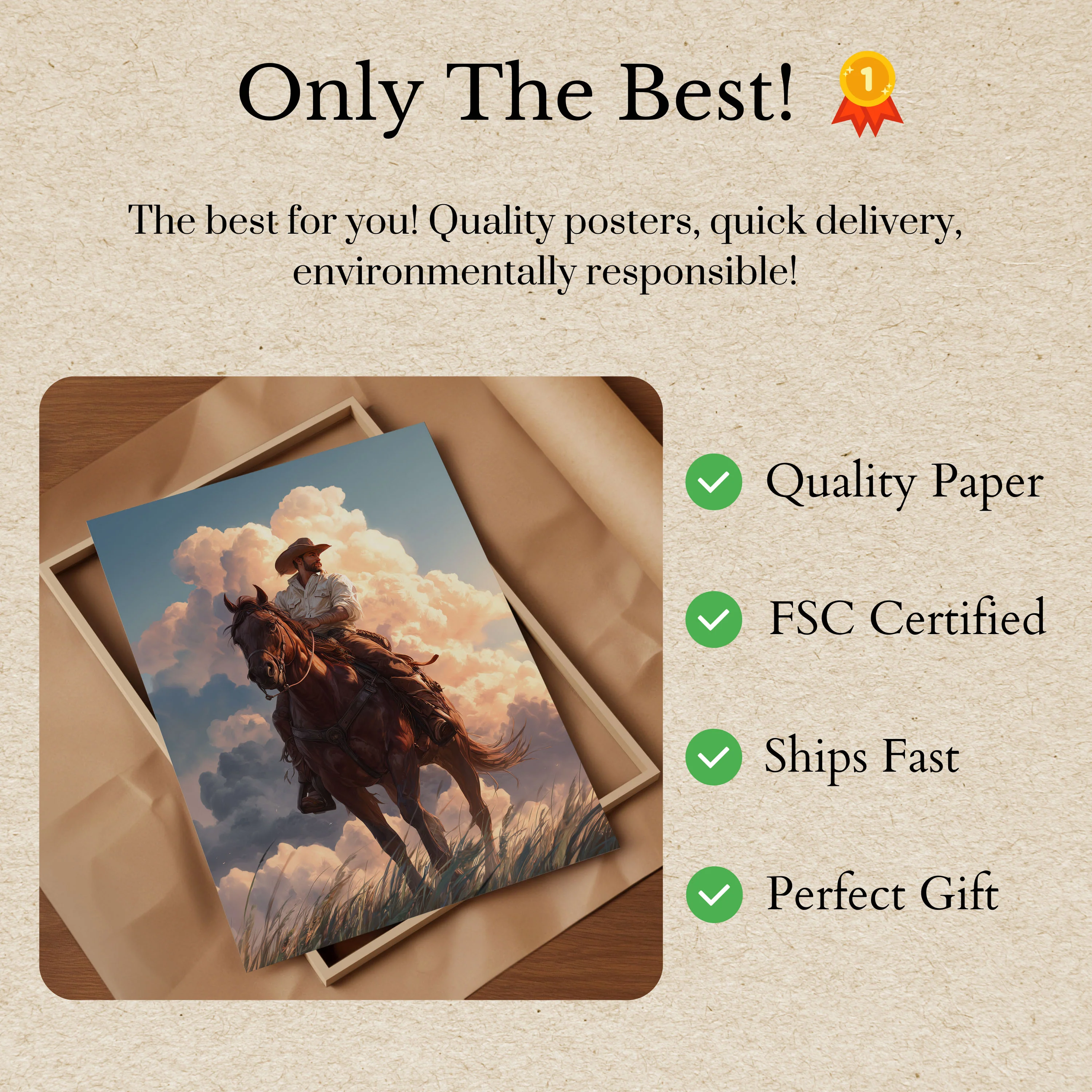 Lone Cowboy on Horseback Poster - Image 3