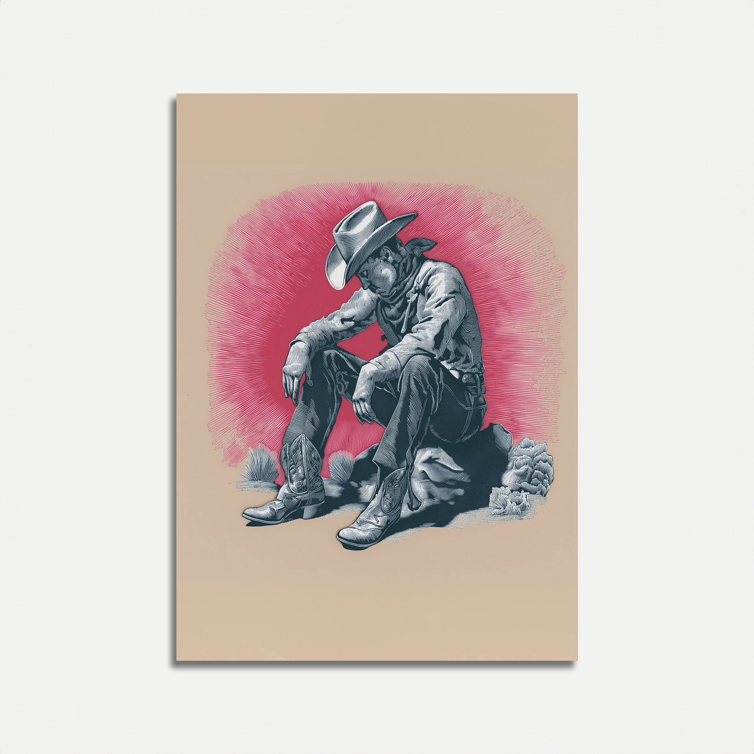 Lone Cowboy Resting Poster