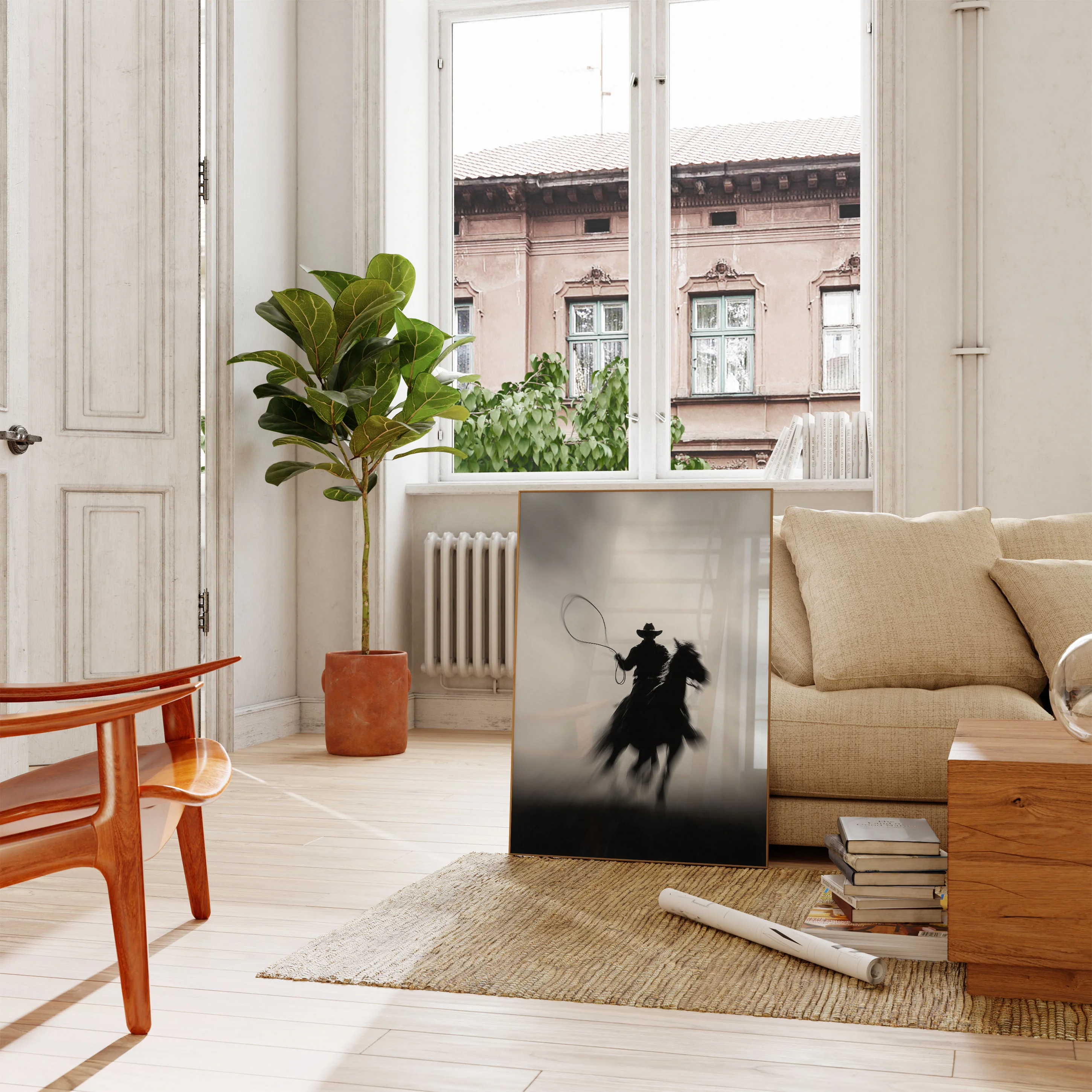 Lone Cowboy Riding Poster - Image 2