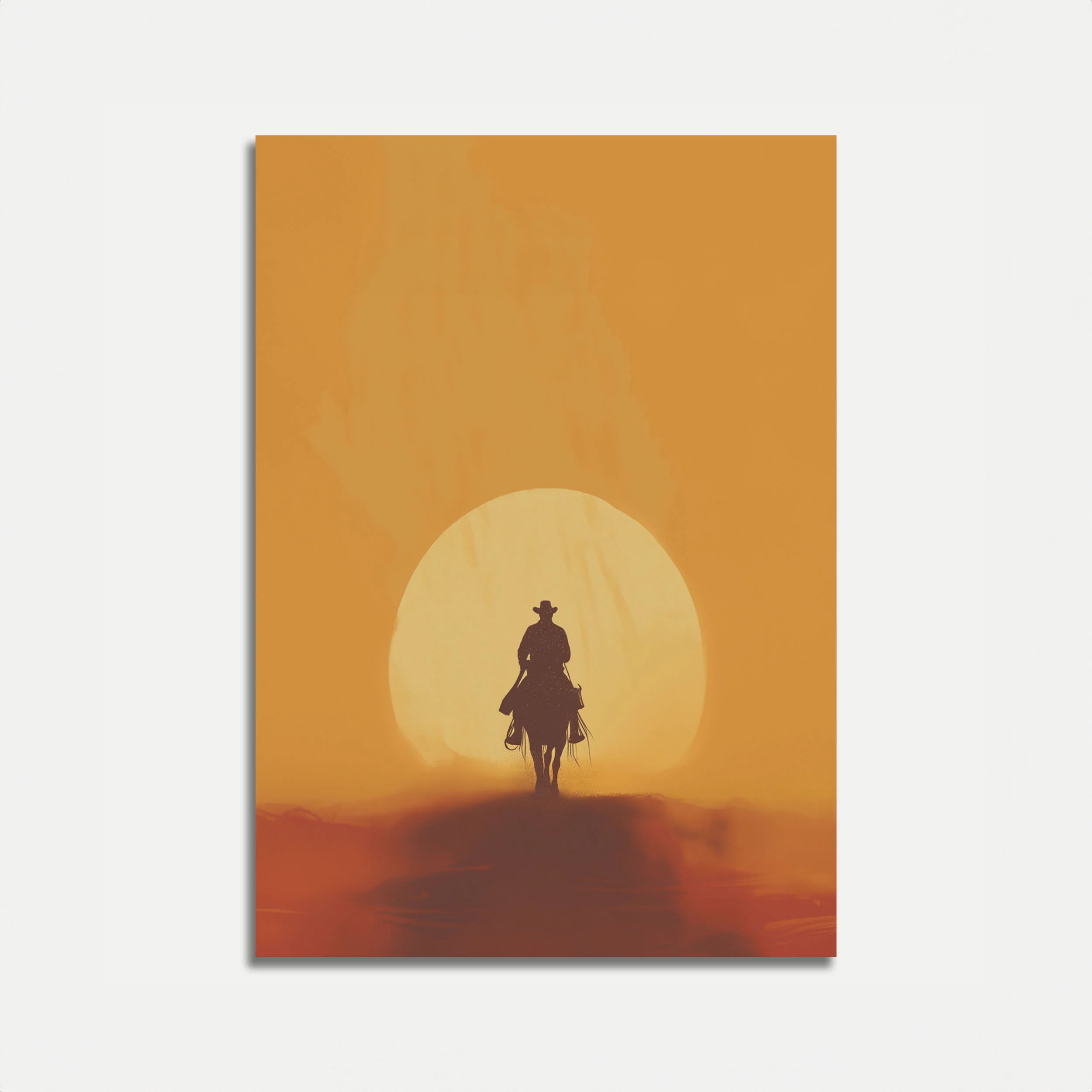 Lone Cowboy Sunset Poster