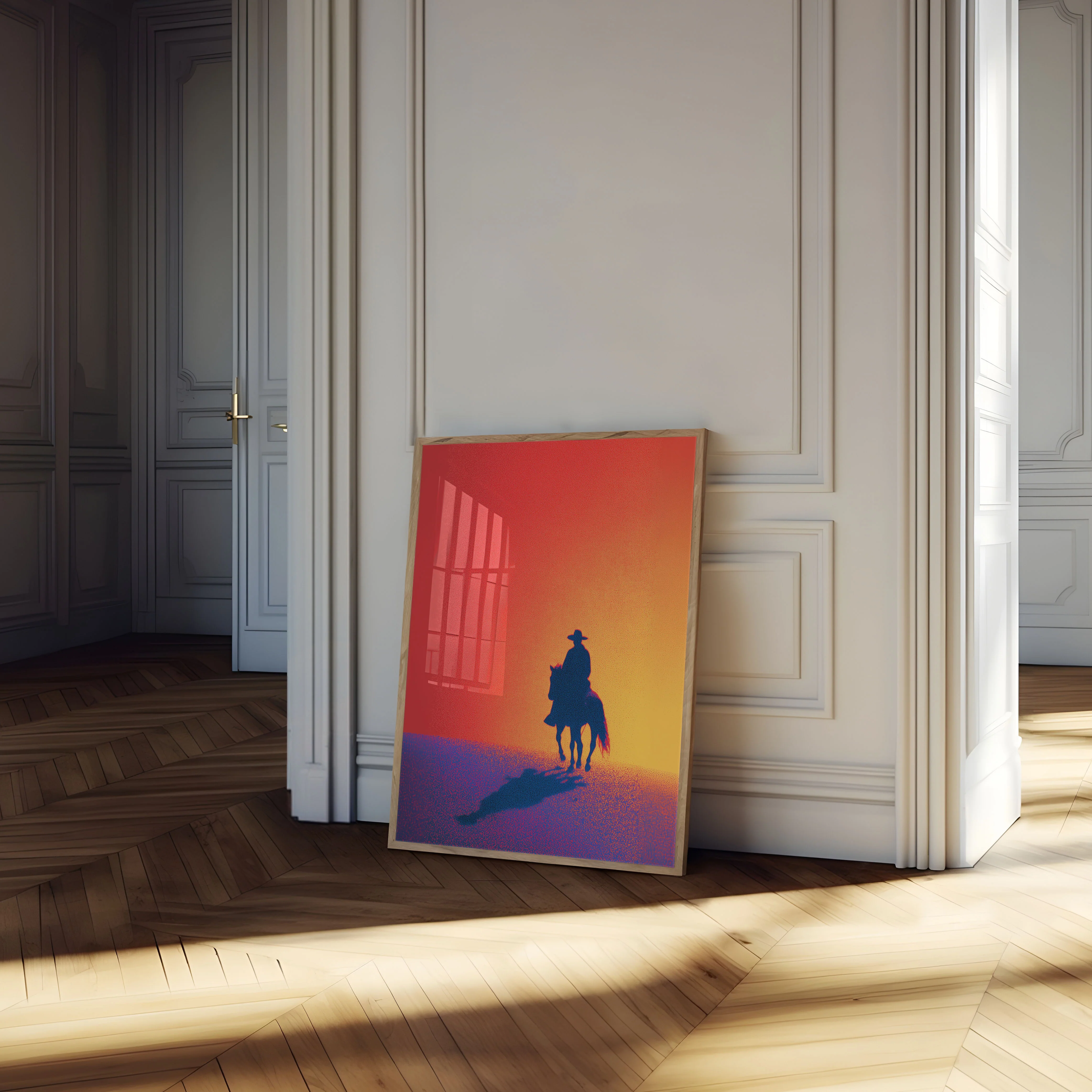Lone Cowboy Sunset Poster - Image 4