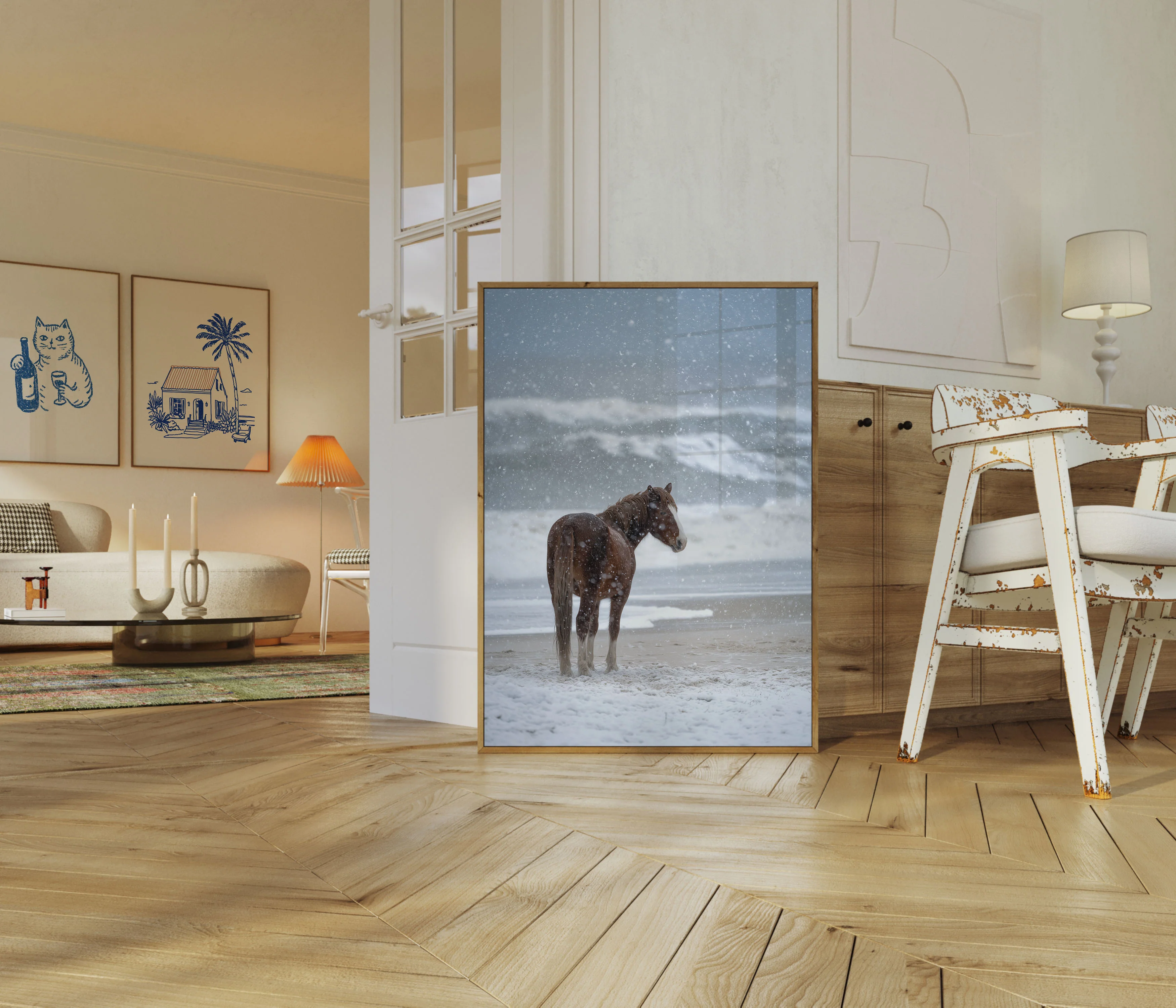 Lone Horse in Snowstorm Poster - Image 5