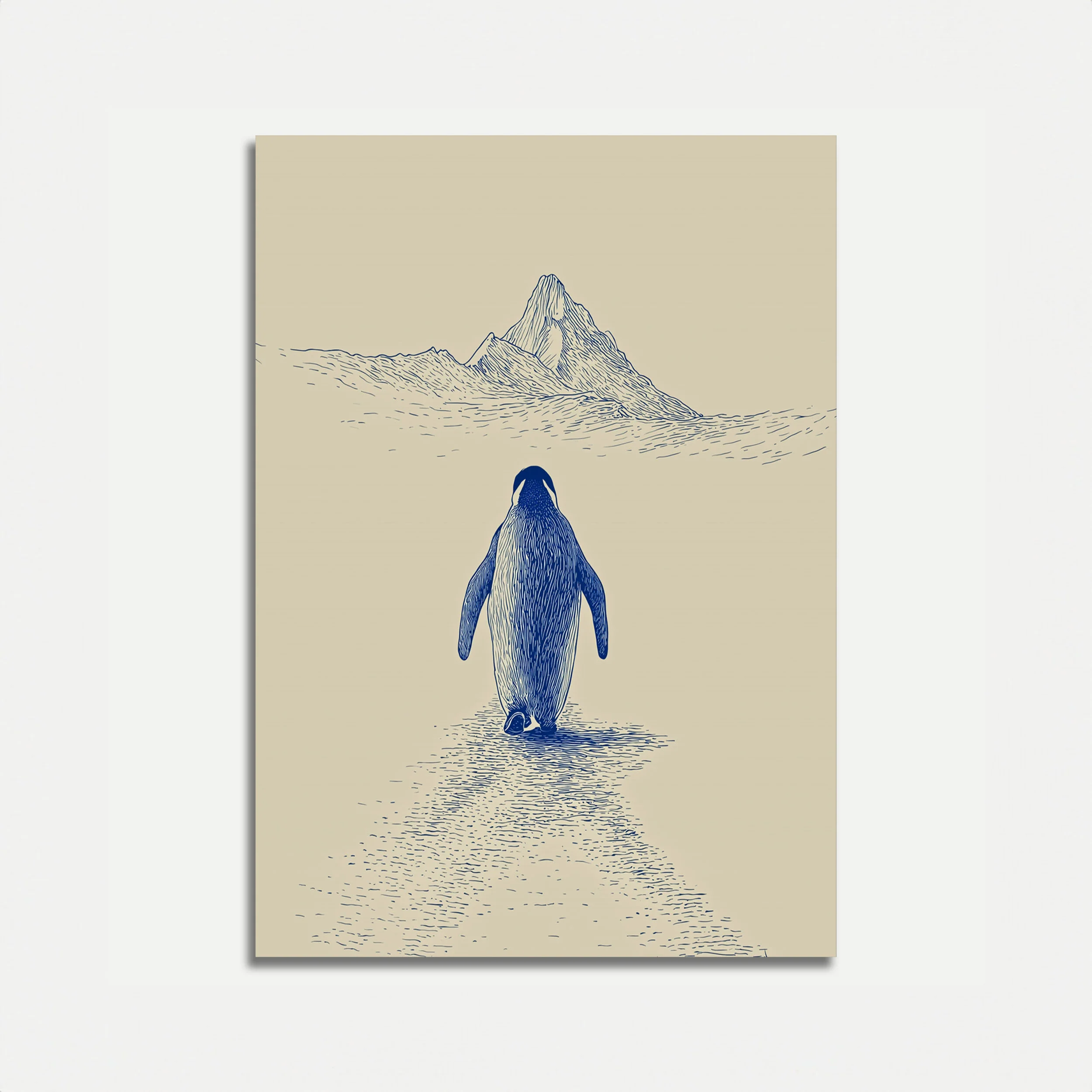 Lone Penguin Mountain Journey Poster