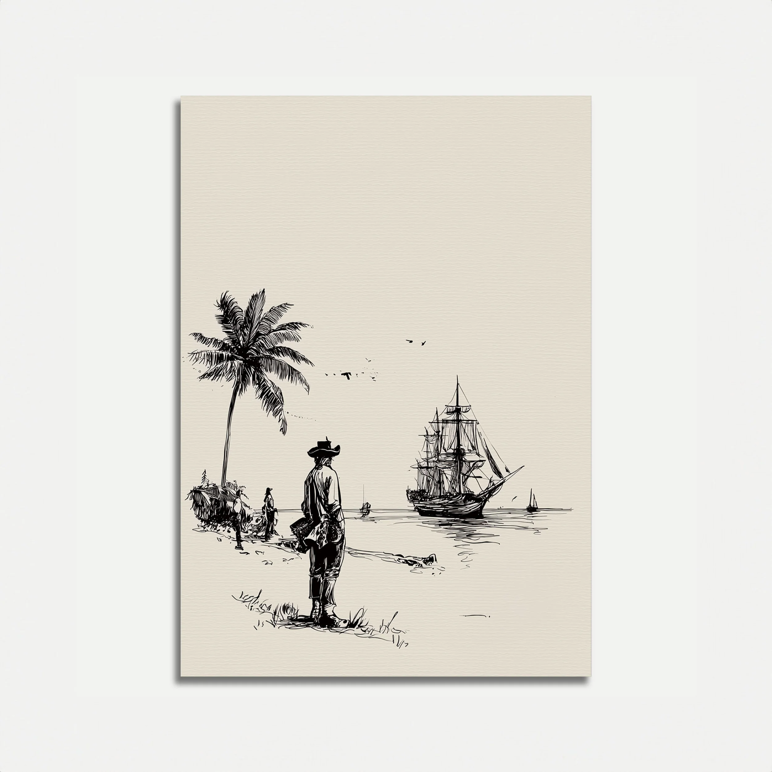 Lone Pirate Coastal Scene Poster