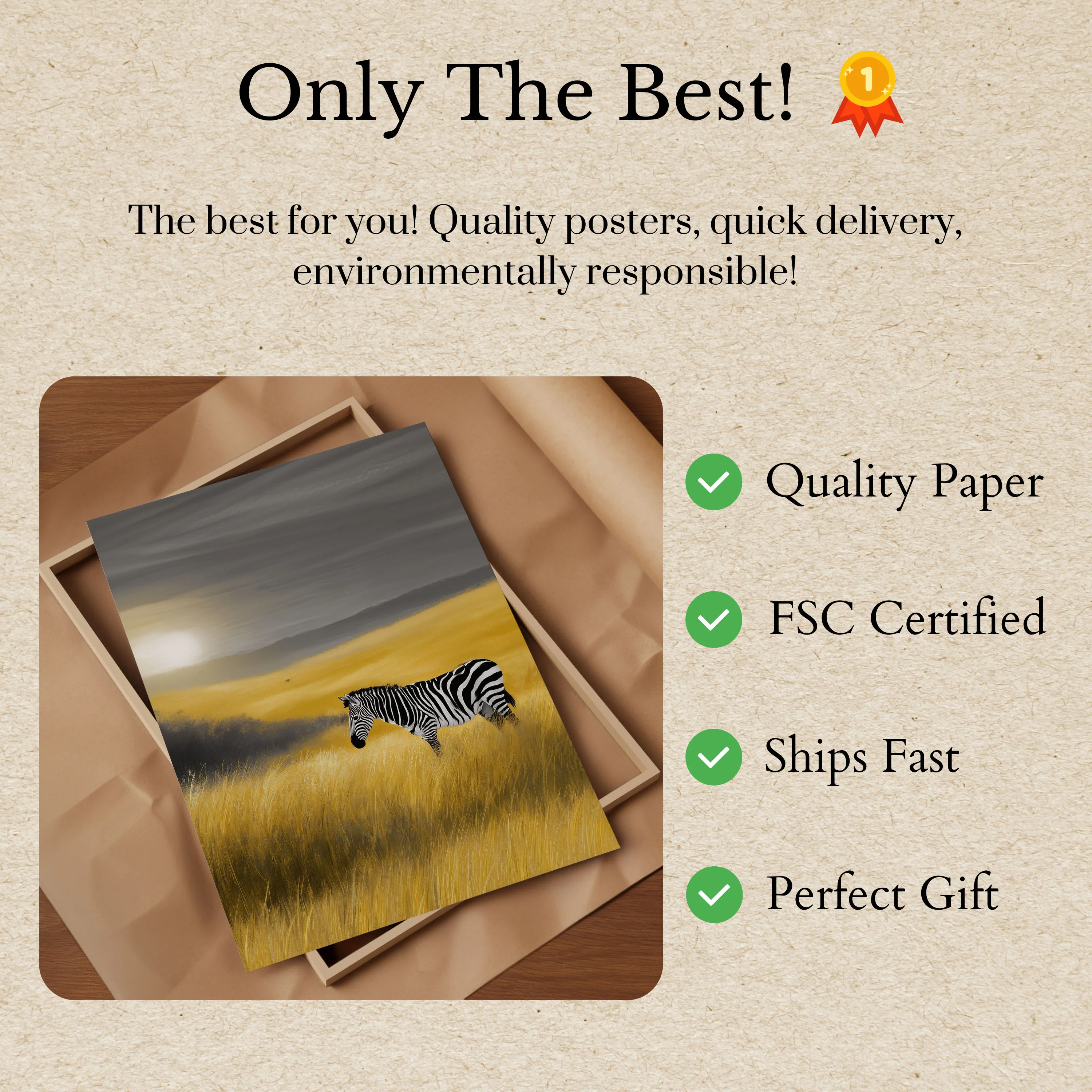Lone Zebra Grassland Sunset Poster - Image 3