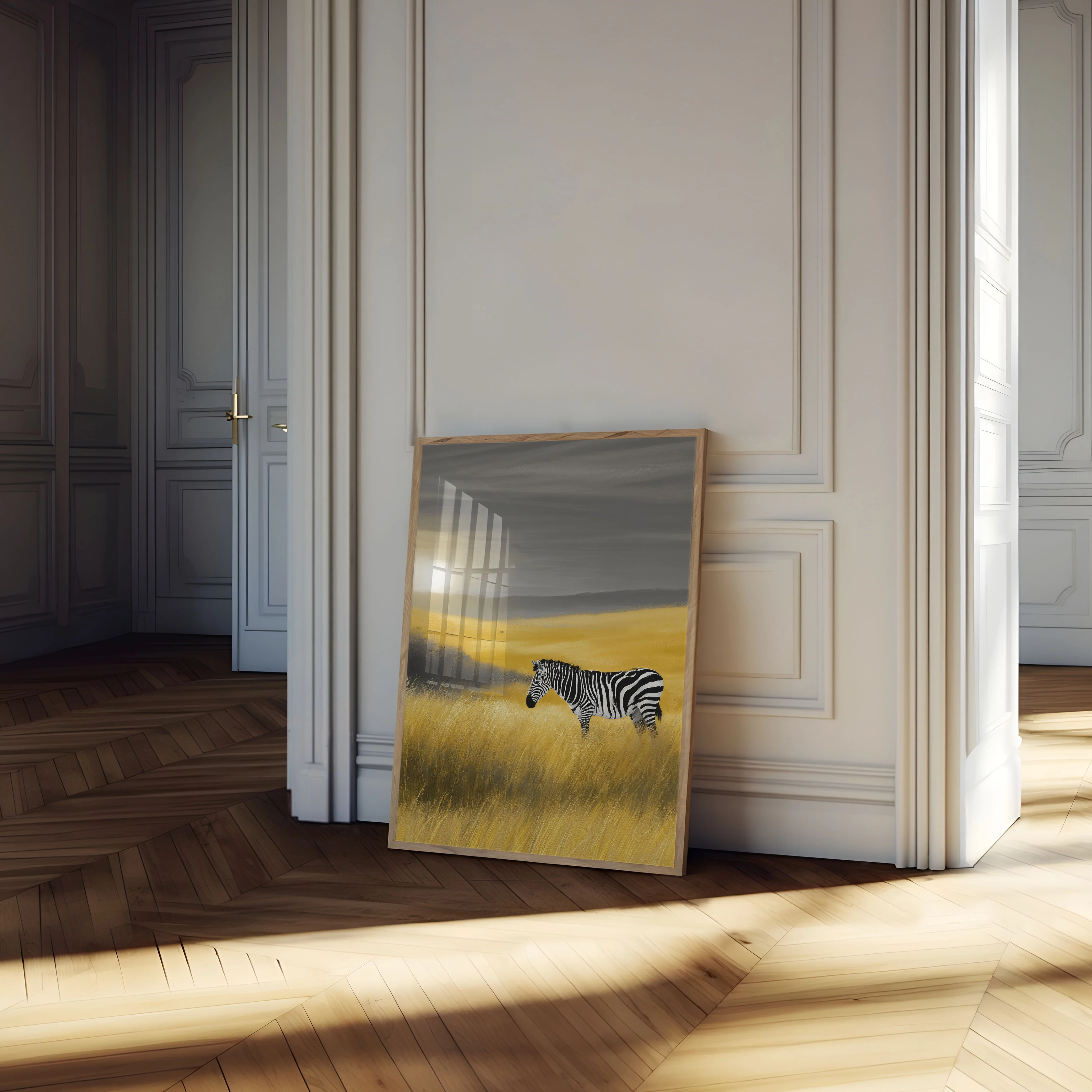 Lone Zebra Grassland Sunset Poster - Image 4