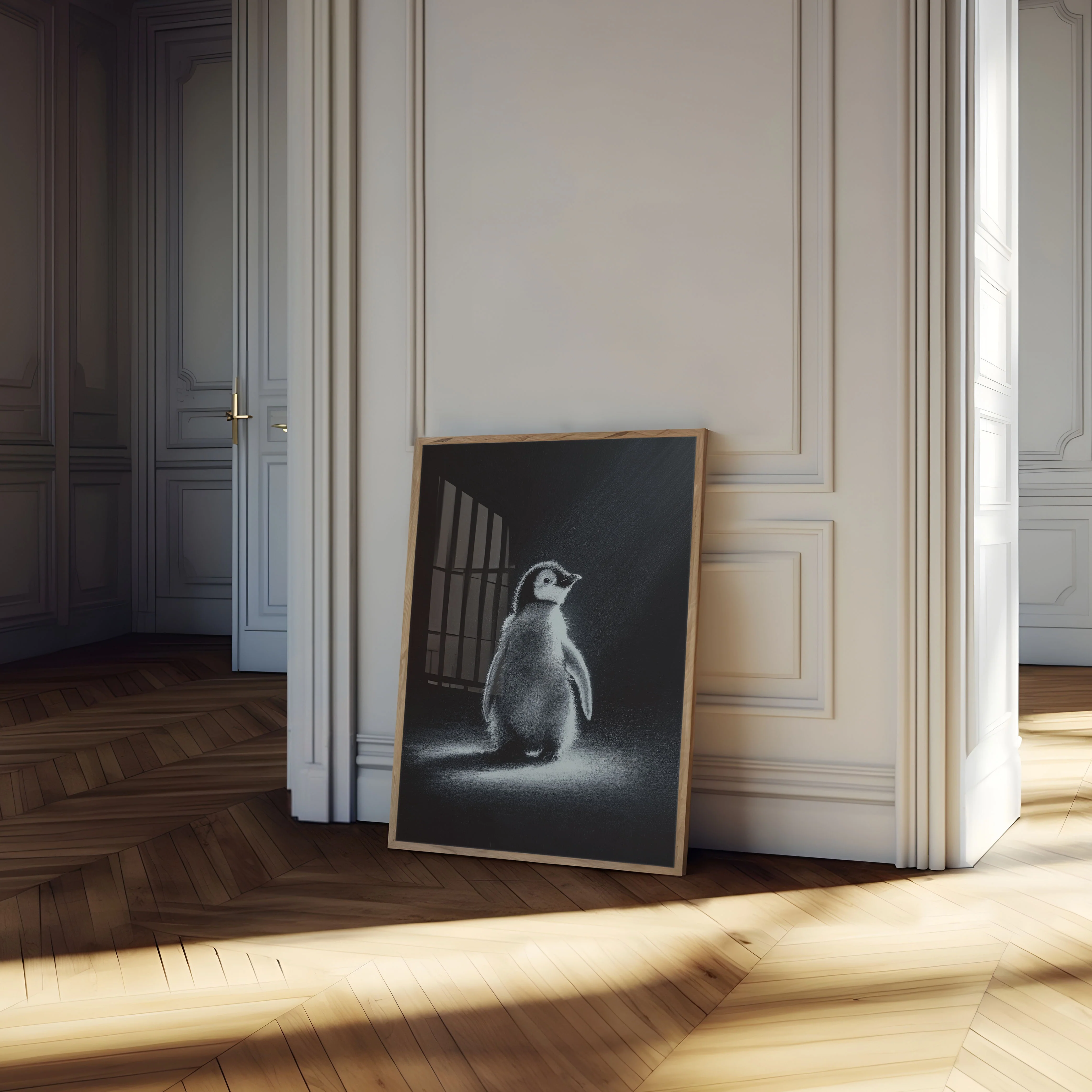 Lonely Penguin Black & White Poster - Image 4