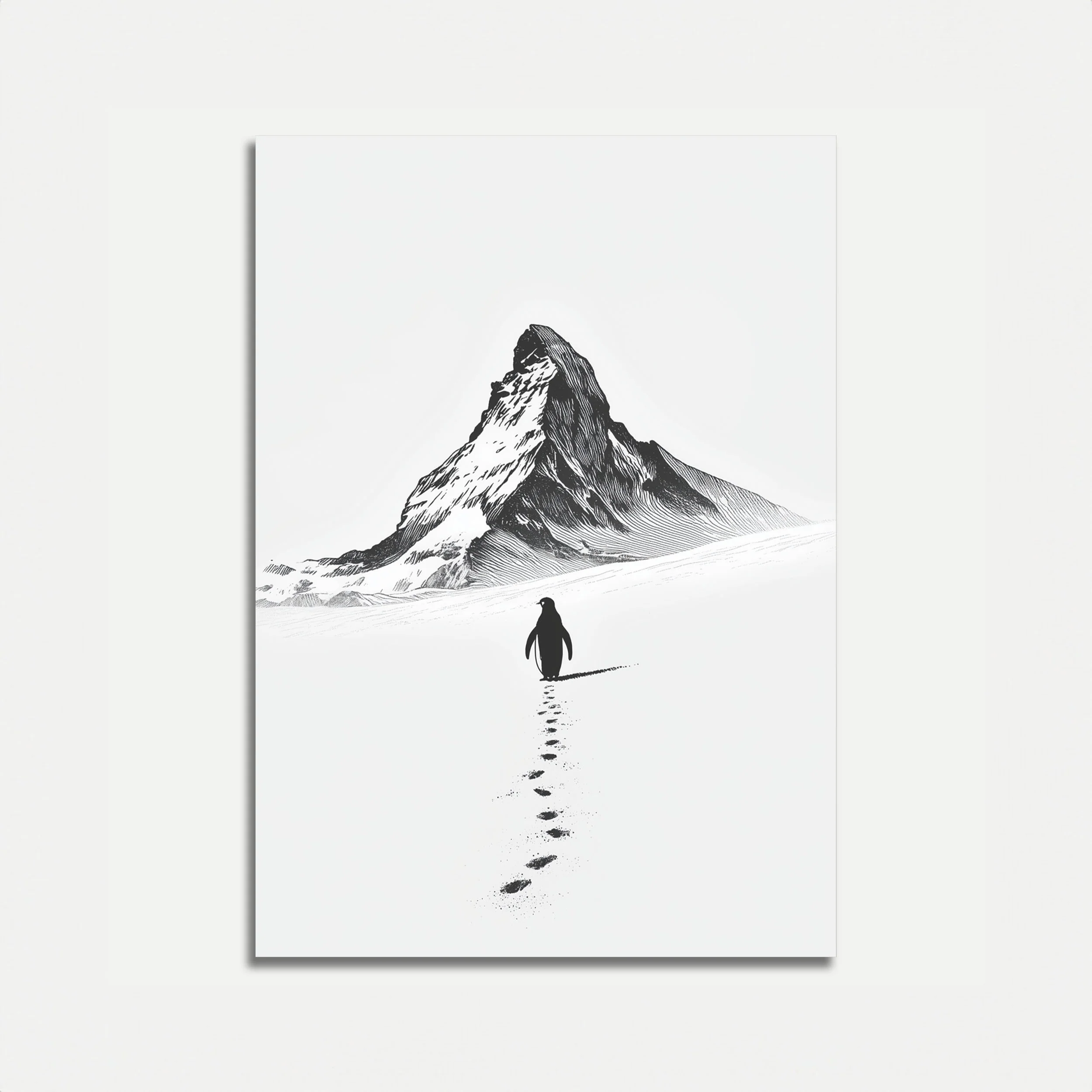 Lonely Penguin Mountain Journey Poster