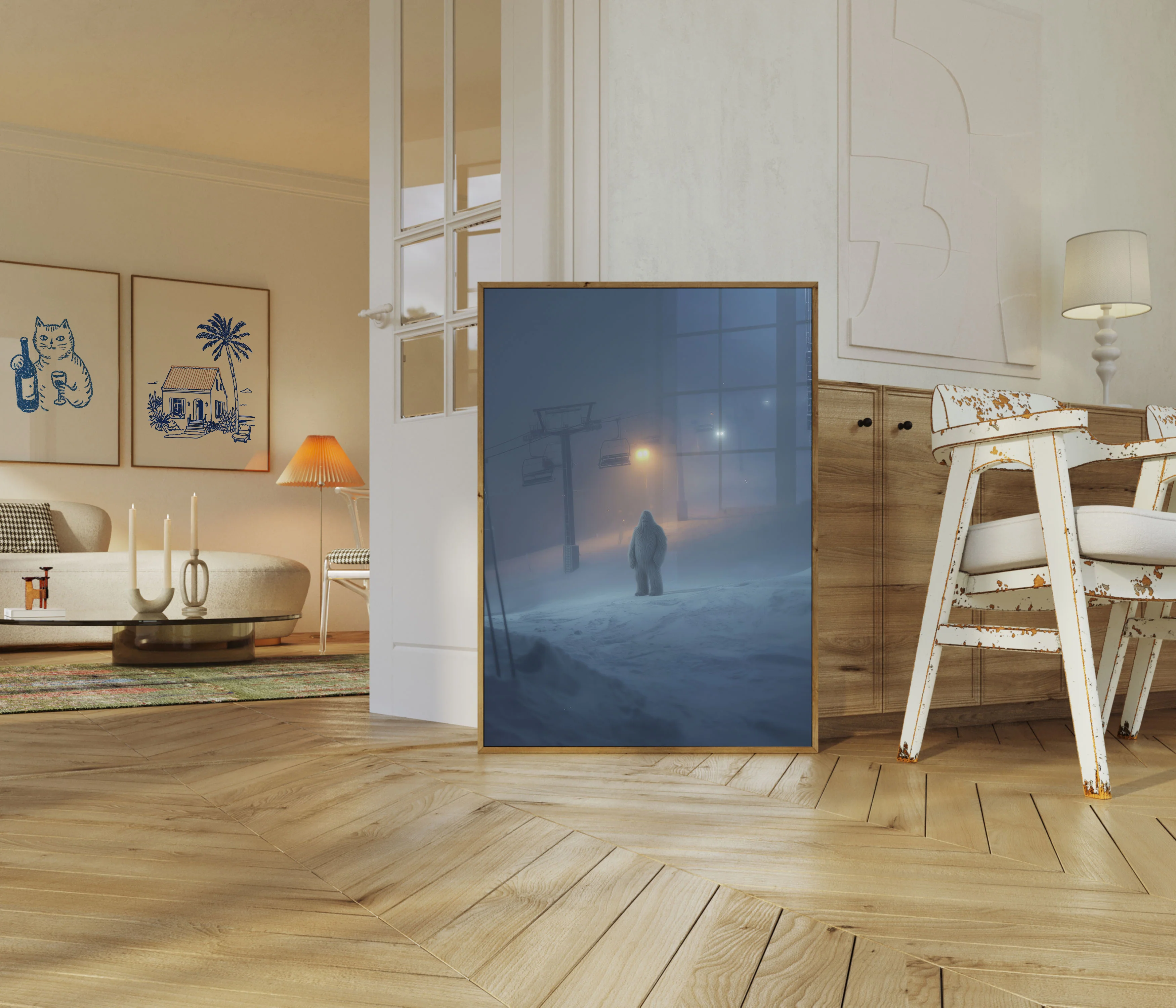 Lonely Yeti at Ski Resort Poster - Image 5