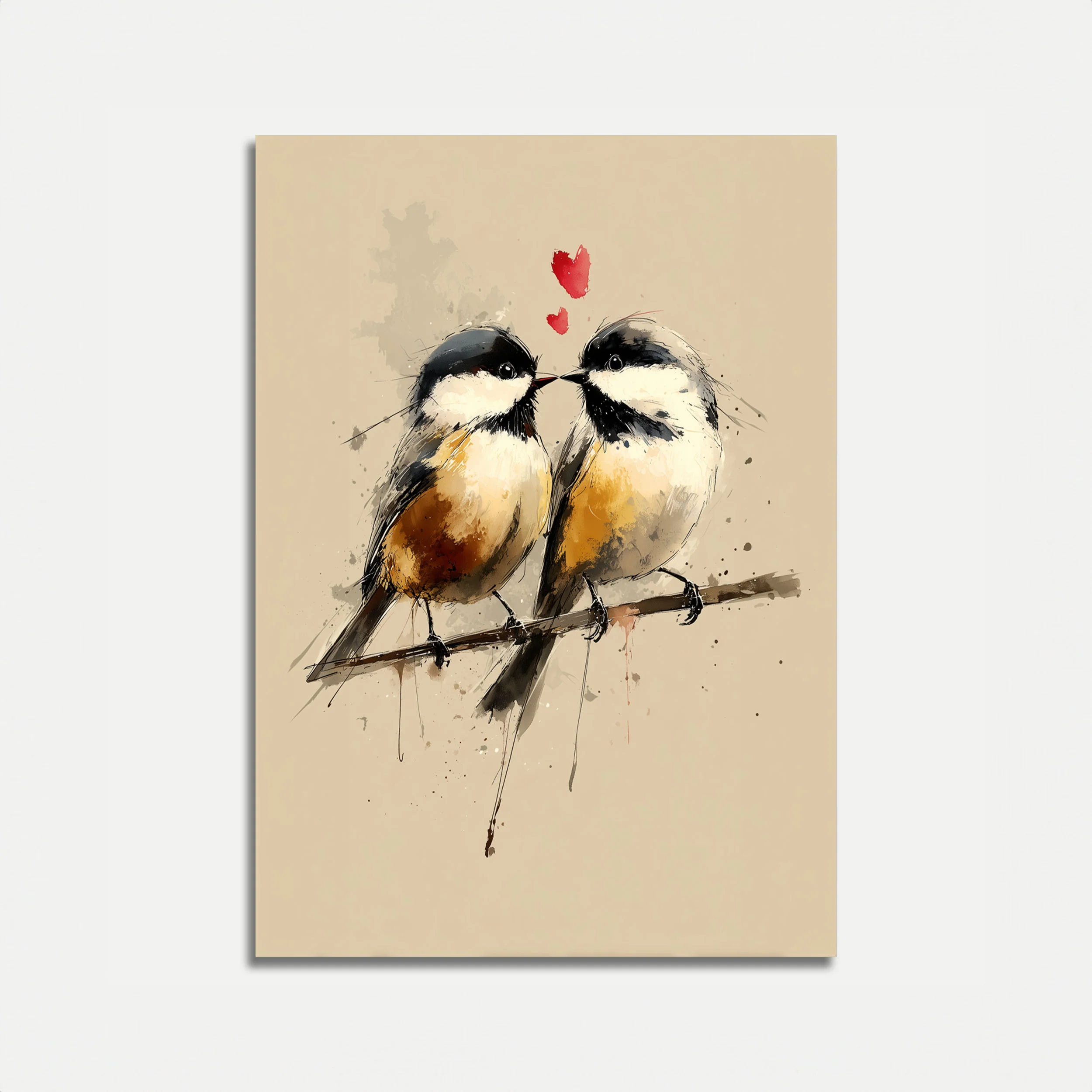Lovely Lovebirds Watercolor Poster