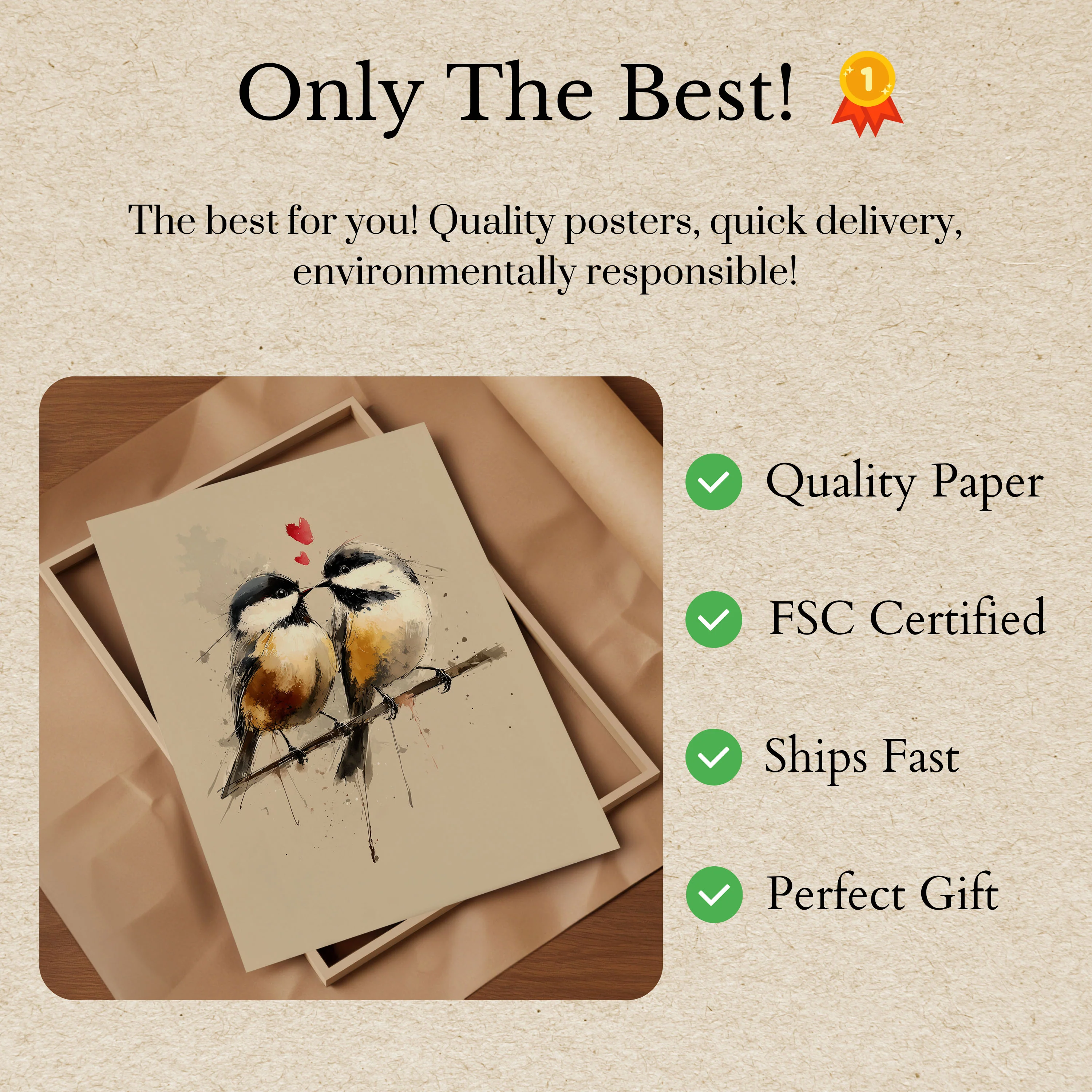 Lovely Lovebirds Watercolor Poster - Image 3