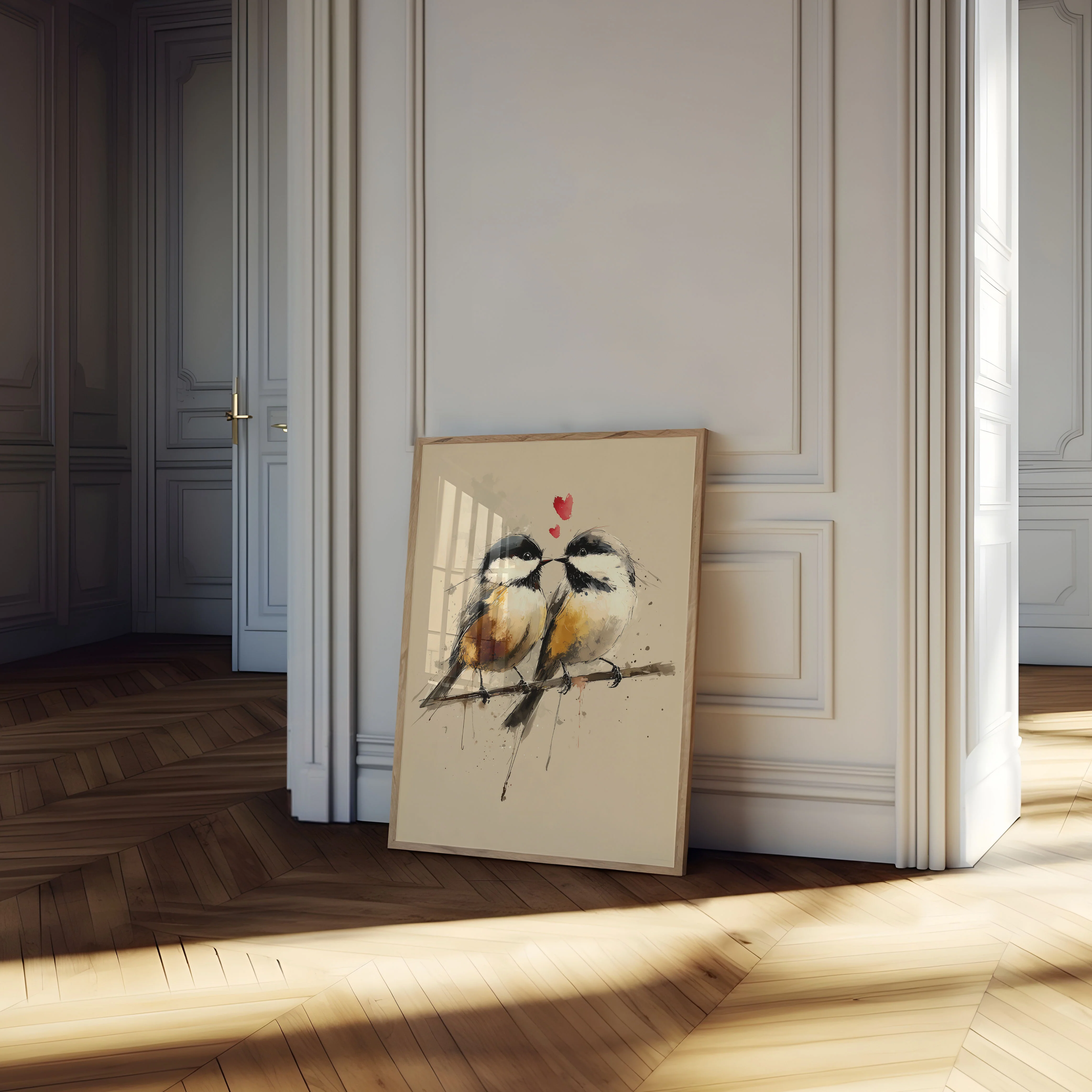 Lovely Lovebirds Watercolor Poster - Image 4