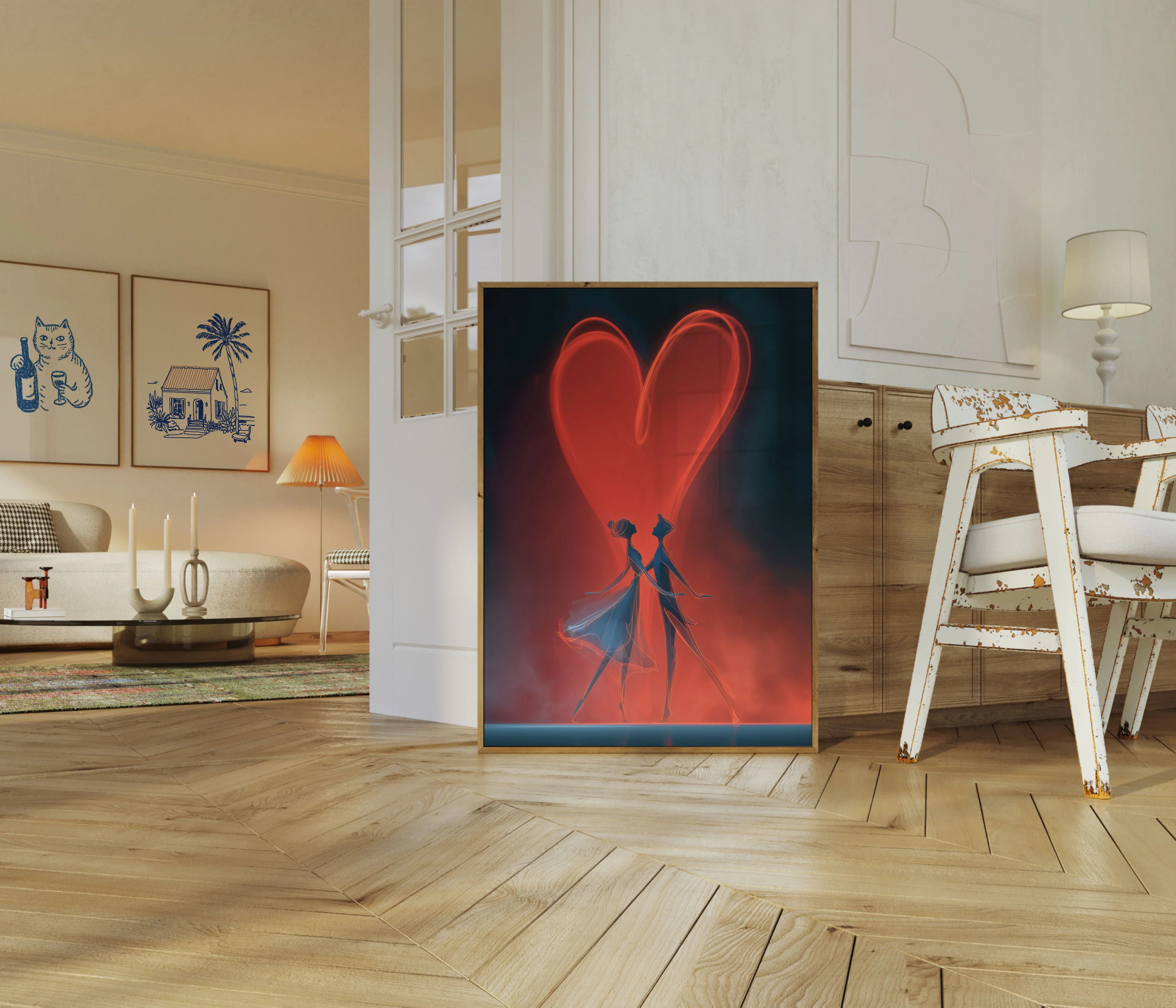 Lovers Under Glowing Heart Poster - Image 5