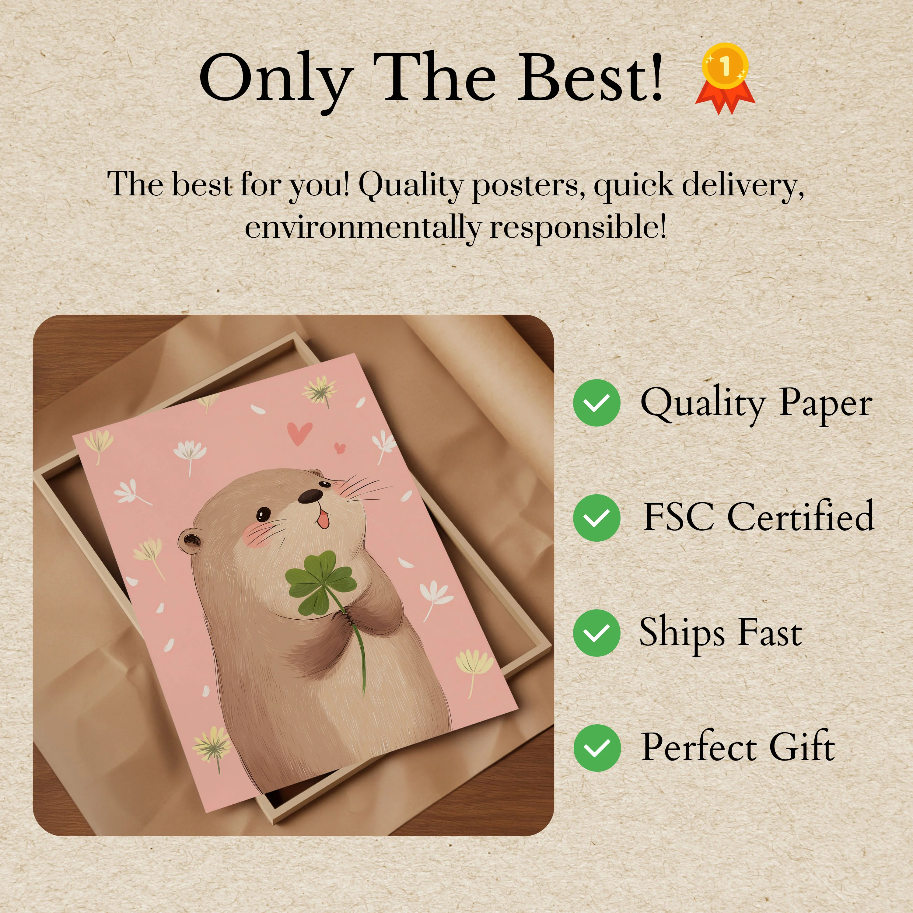 Lucky Clover Otter Poster - Image 3