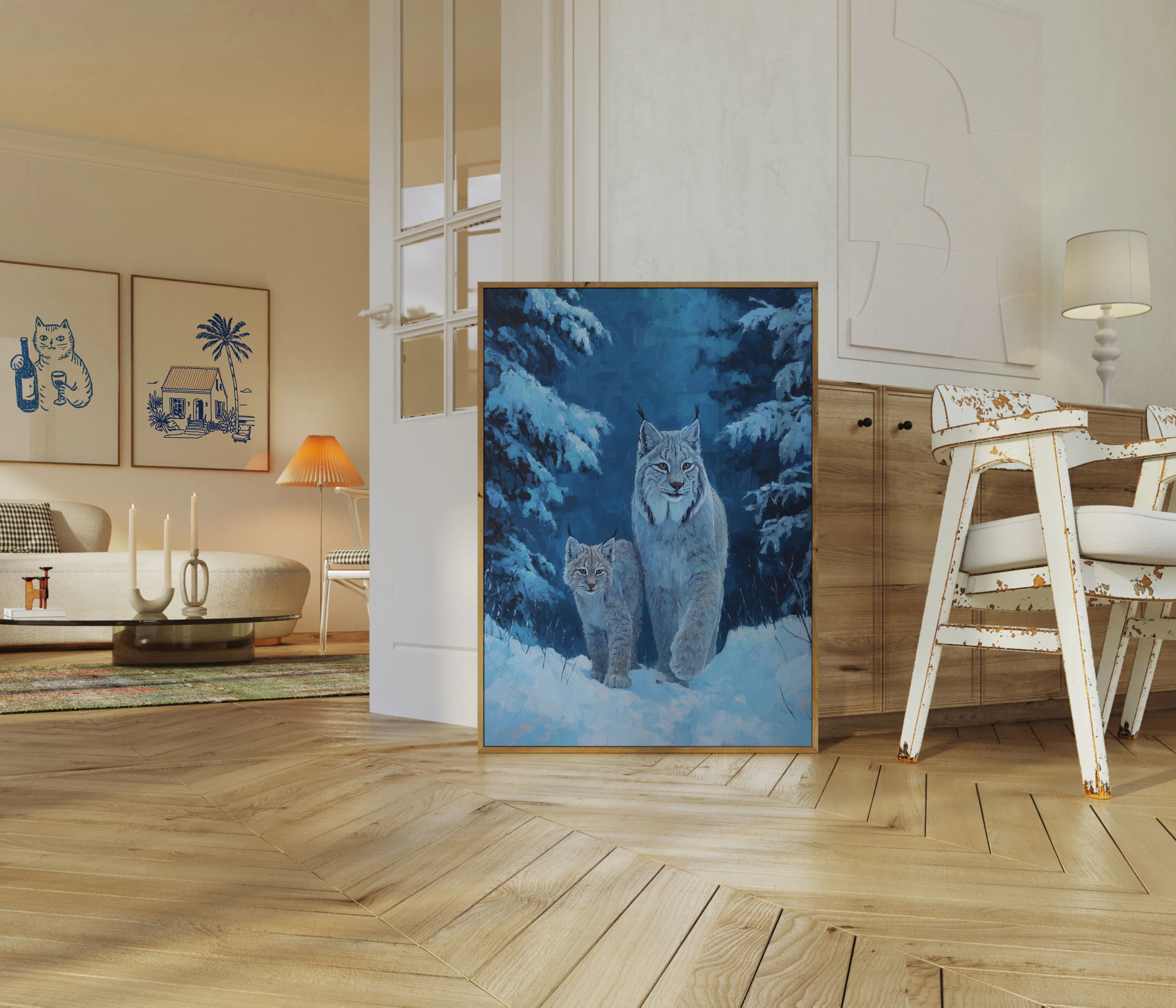 Lynx Family Winter Forest Poster - Image 5