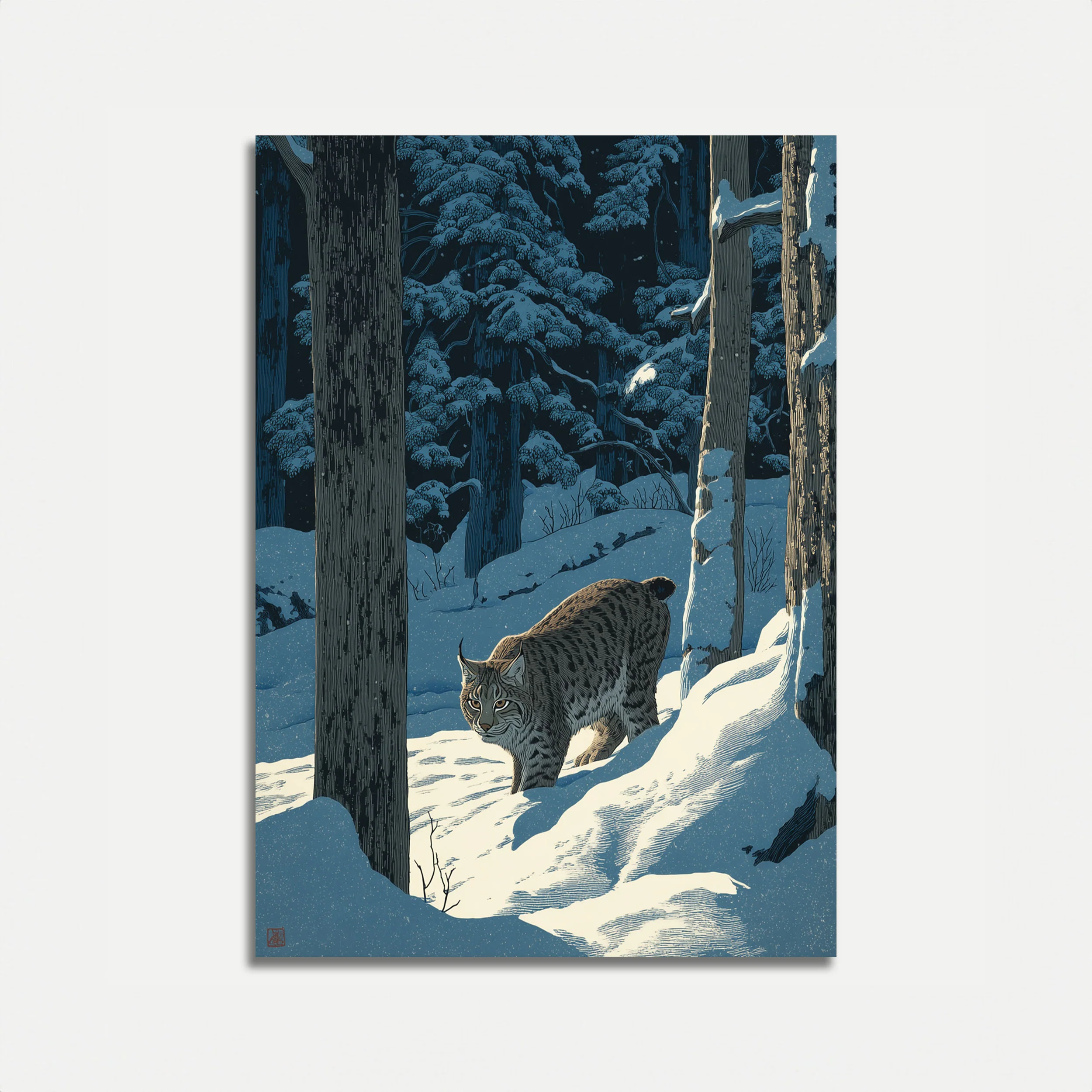 Lynx in Winter Forest Poster