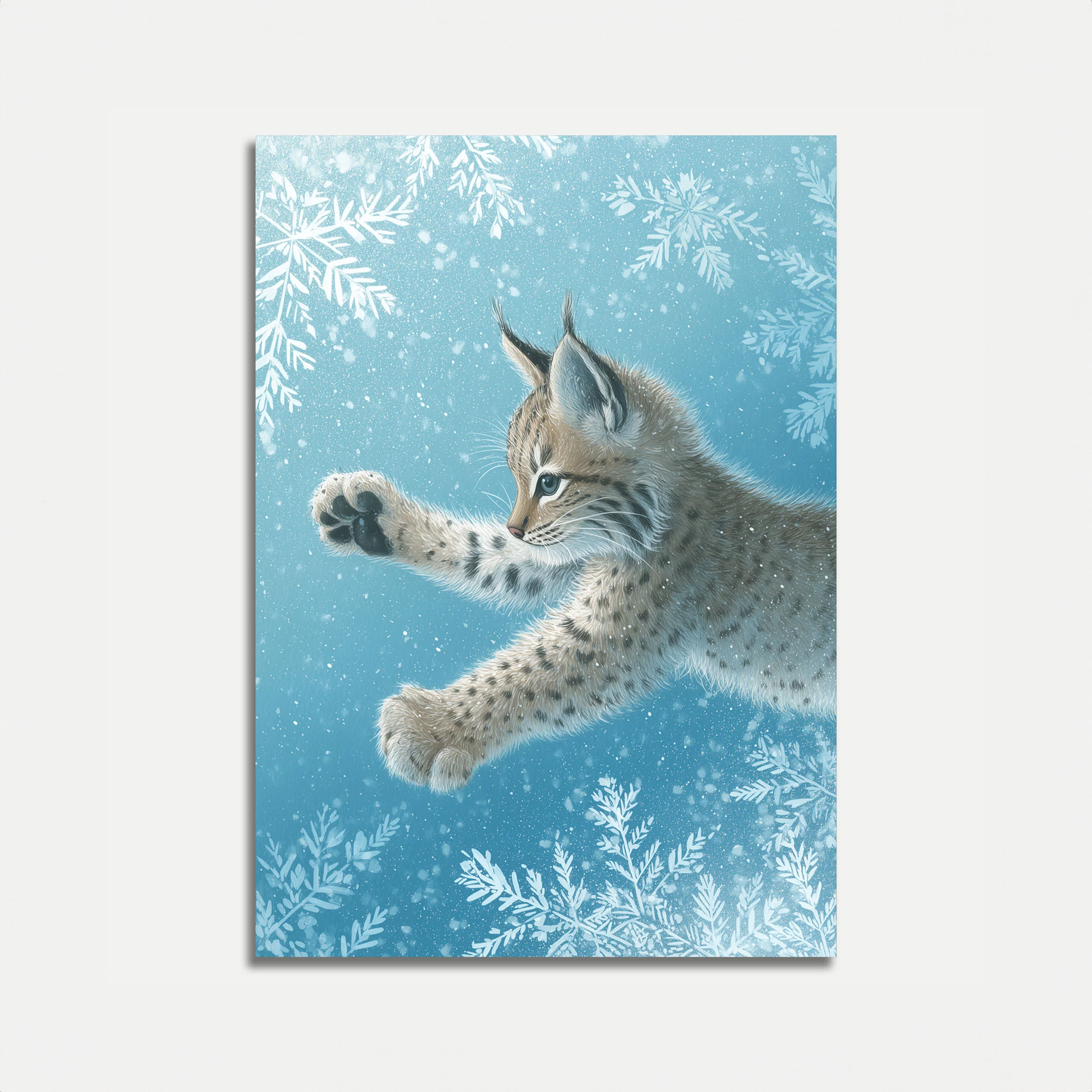 Lynx Playing in Snow Poster