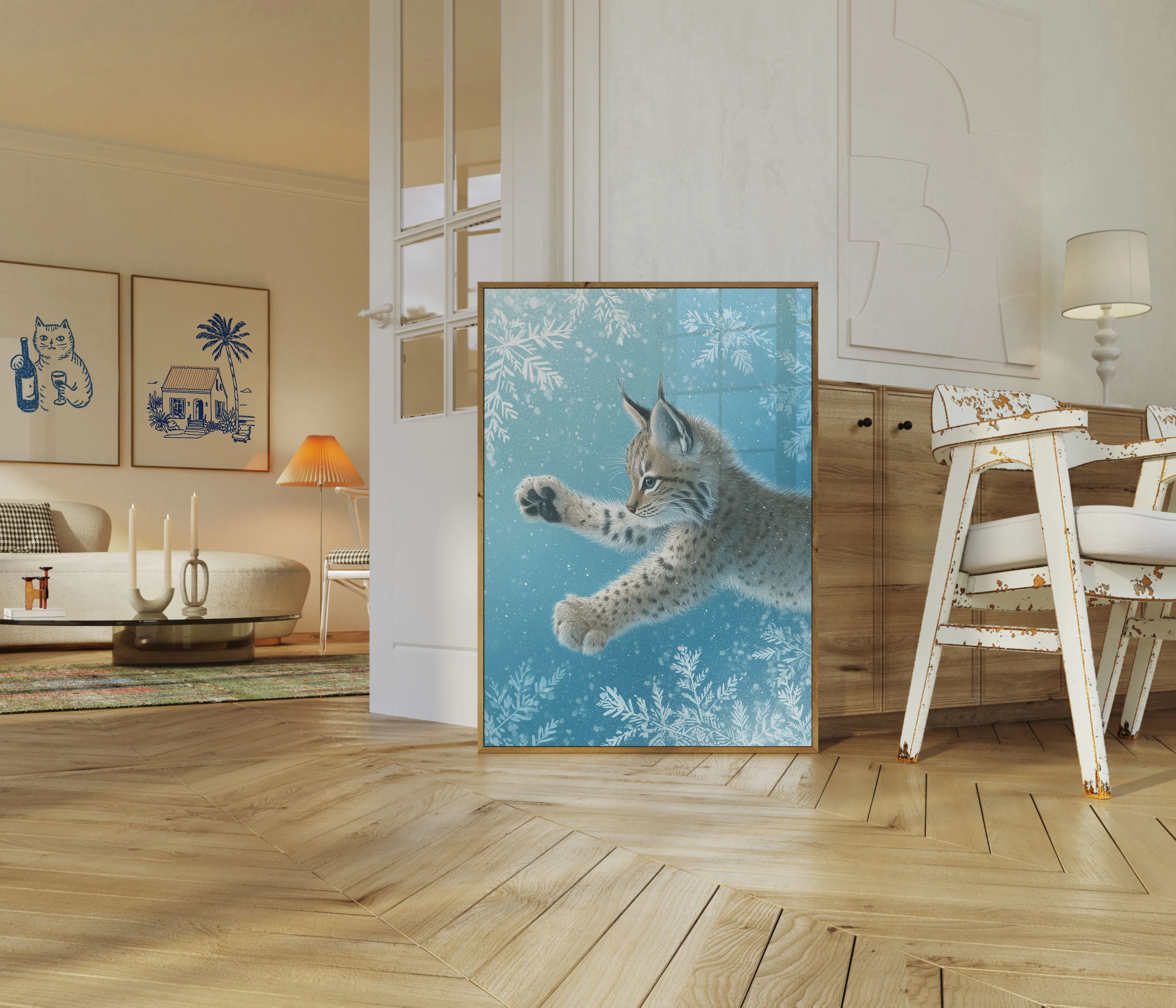 Lynx Playing in Snow Poster - Image 5