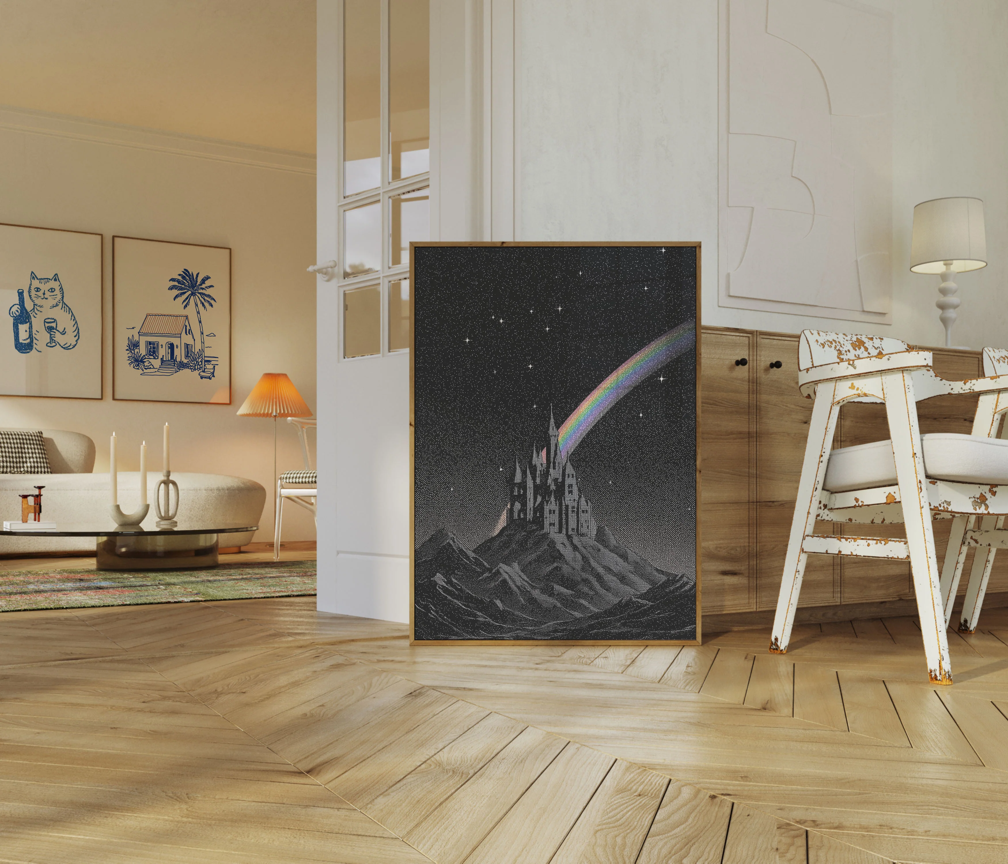 Magical Castle Rainbow Night Poster - Image 5