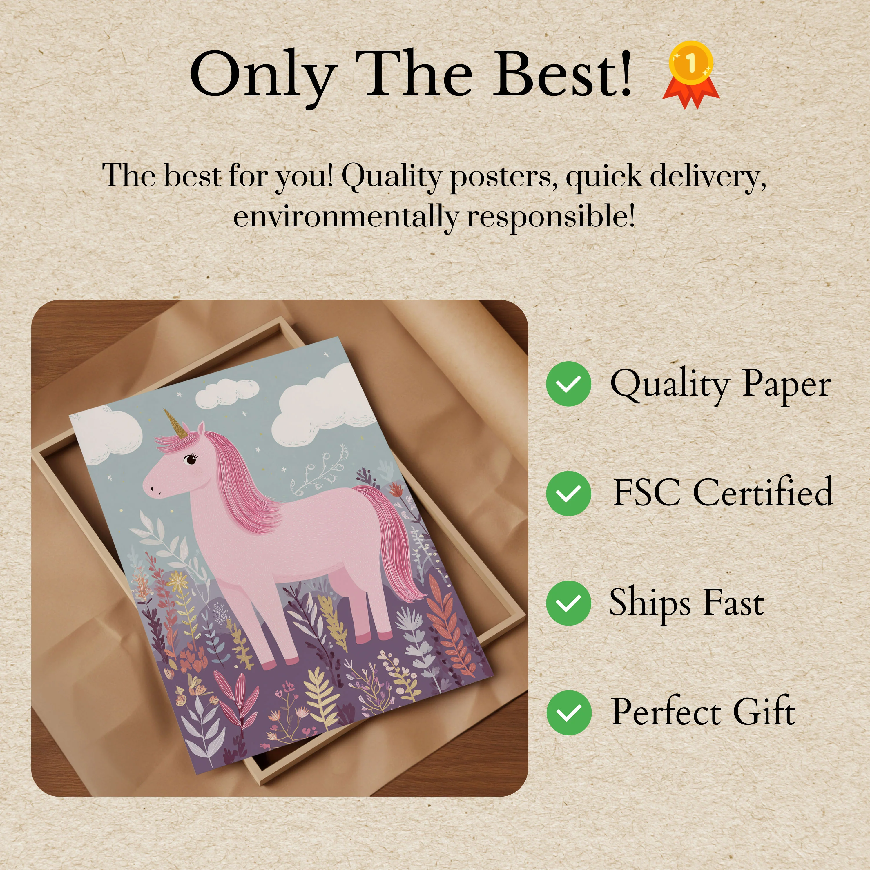 Magical Pink Unicorn Poster - Image 3