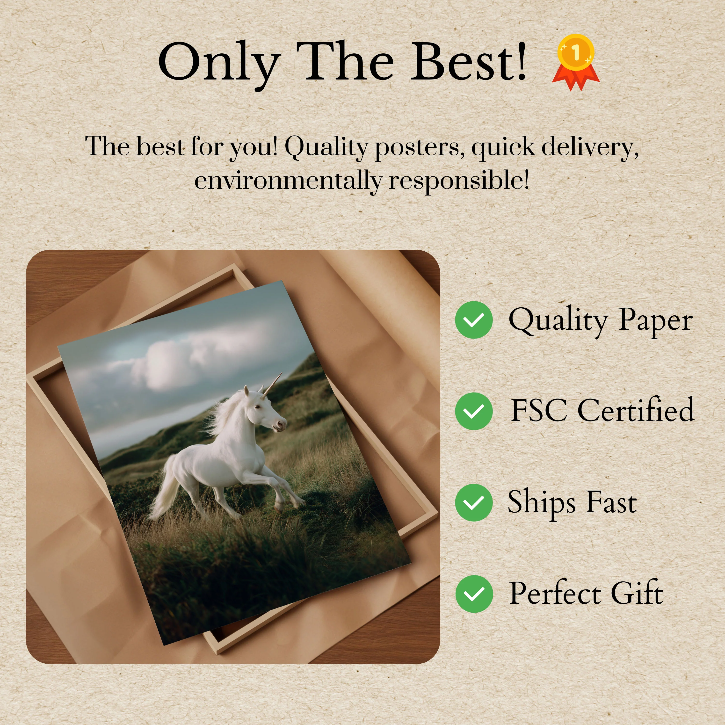 Magical White Unicorn Poster - Image 3