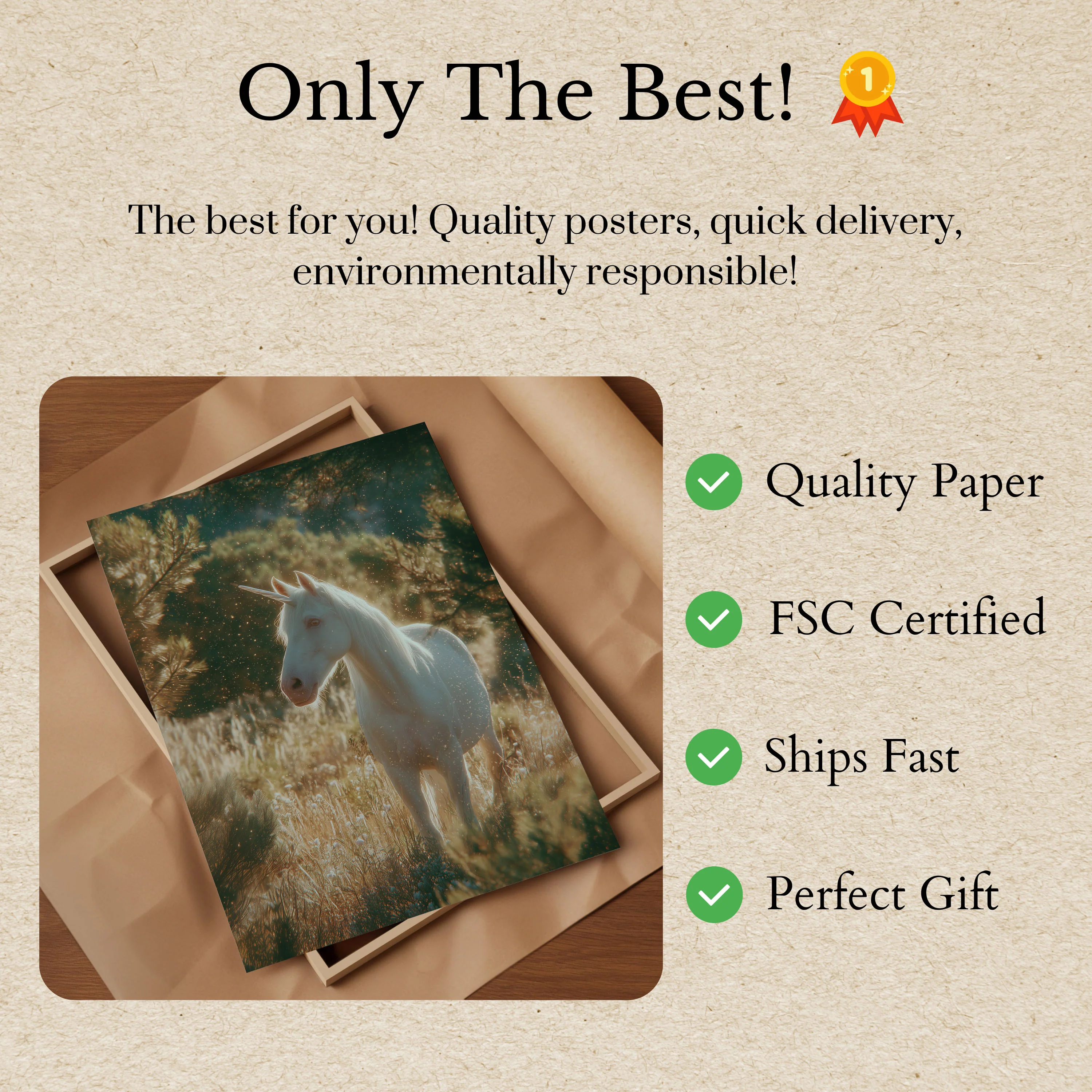 Magical White Unicorn Poster - Image 3