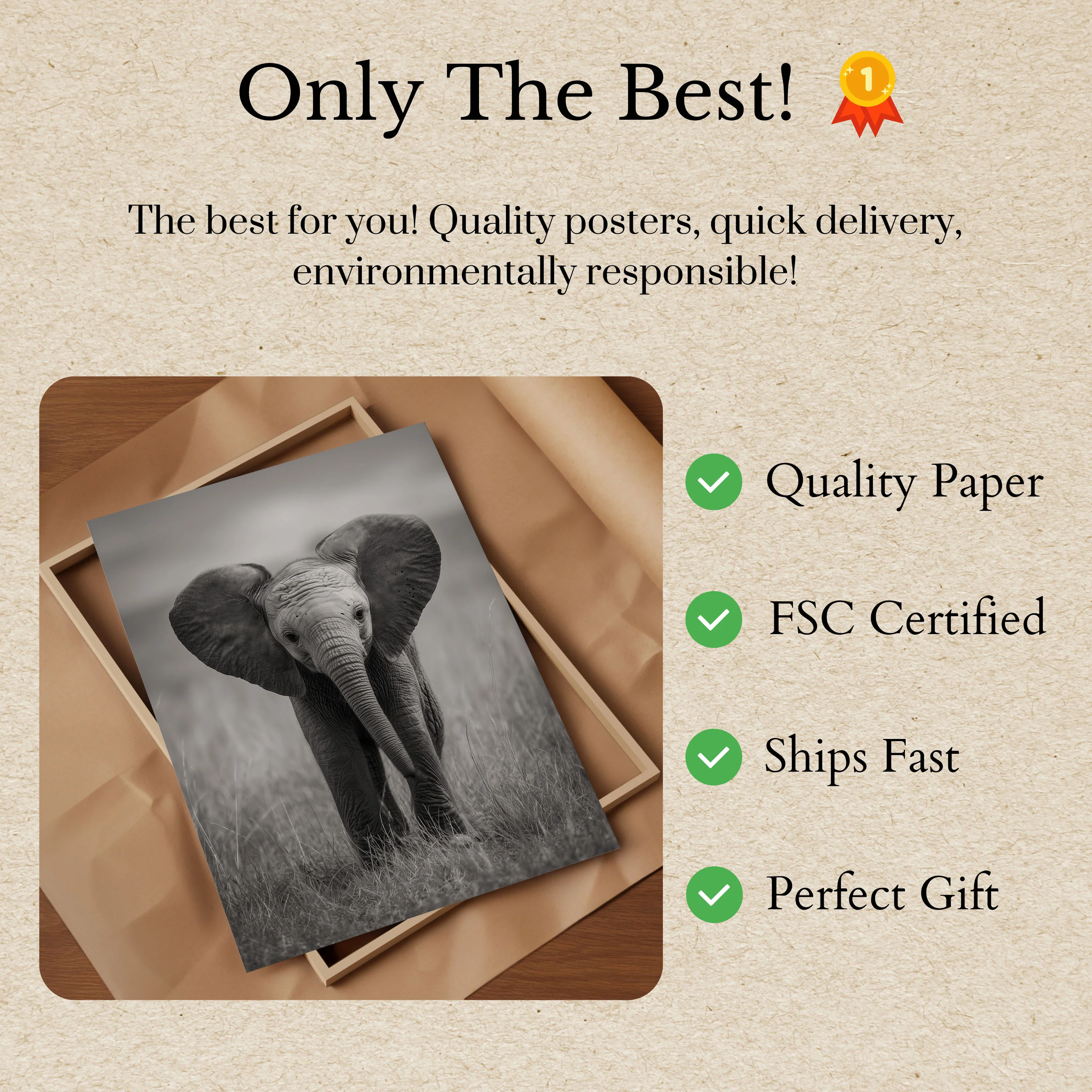 Majestic Baby Elephant Portrait Poster - Image 3