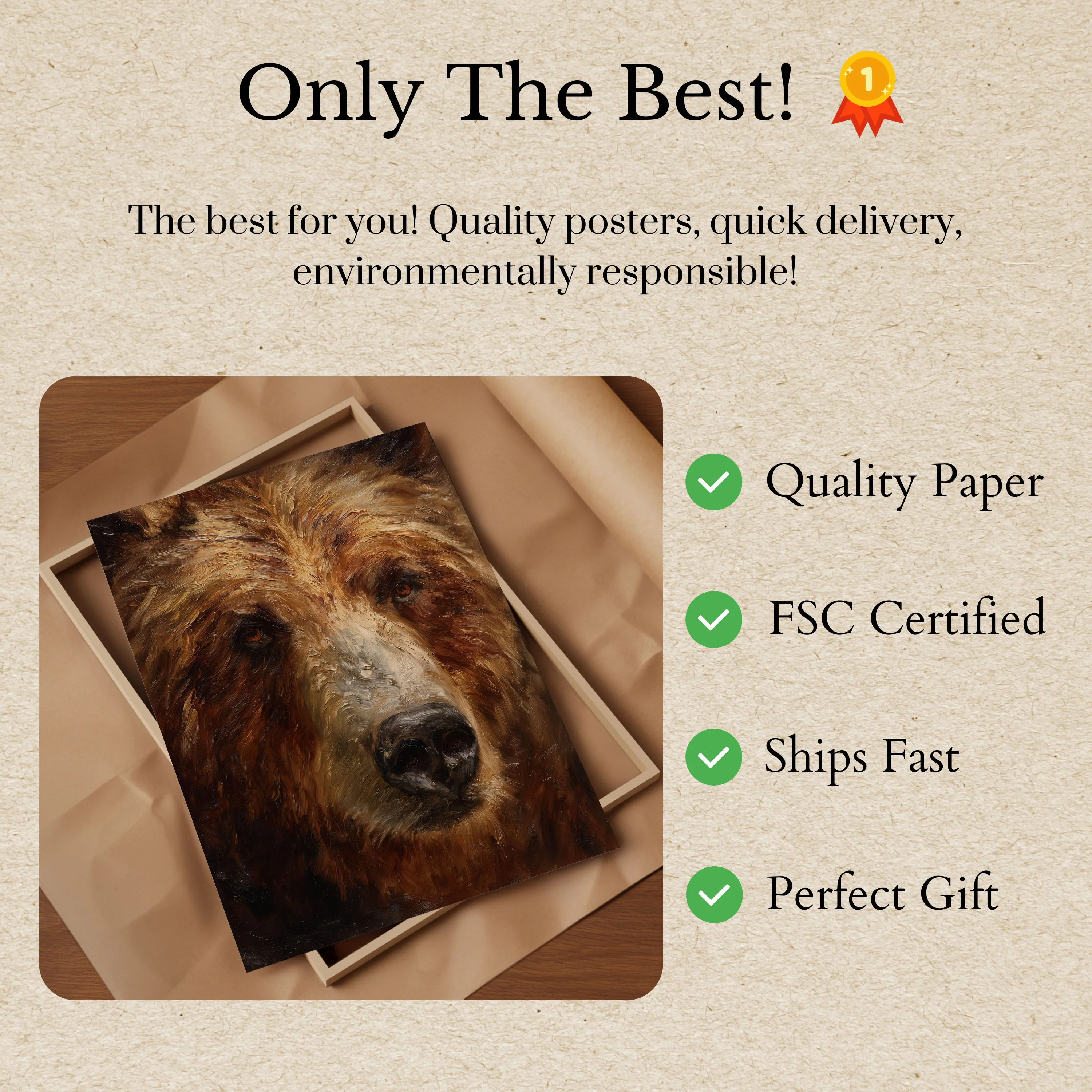 Majestic Bear Portrait Poster - Image 3