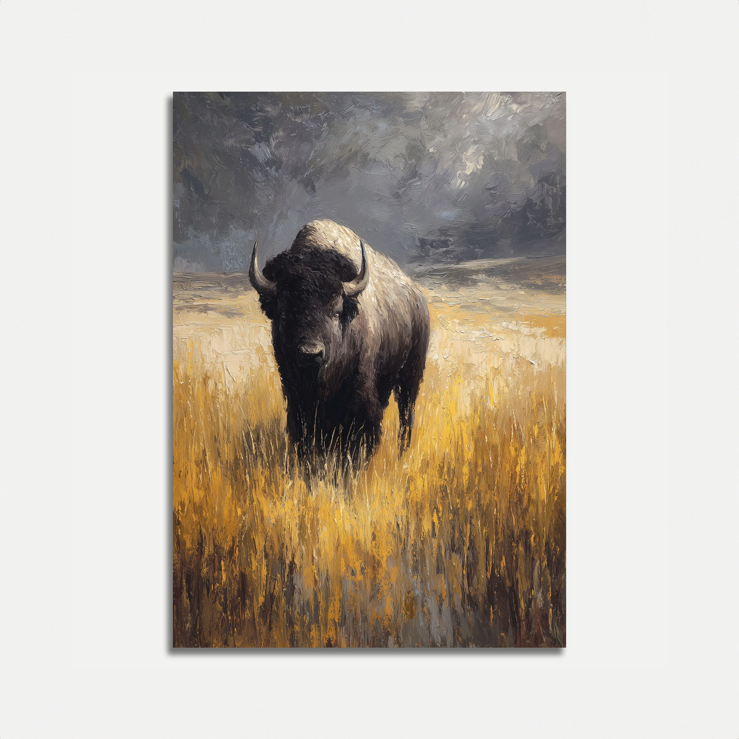 Majestic Bison in Golden Fields Poster