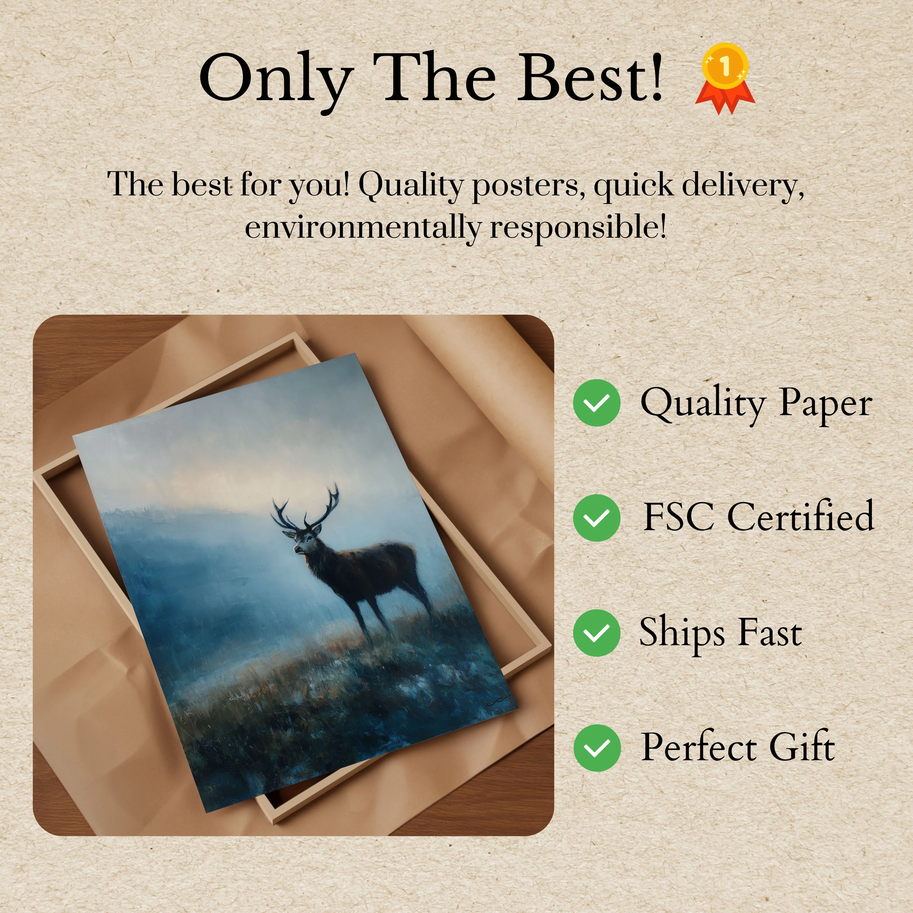Majestic Deer in Misty Mountains Poster - Image 3