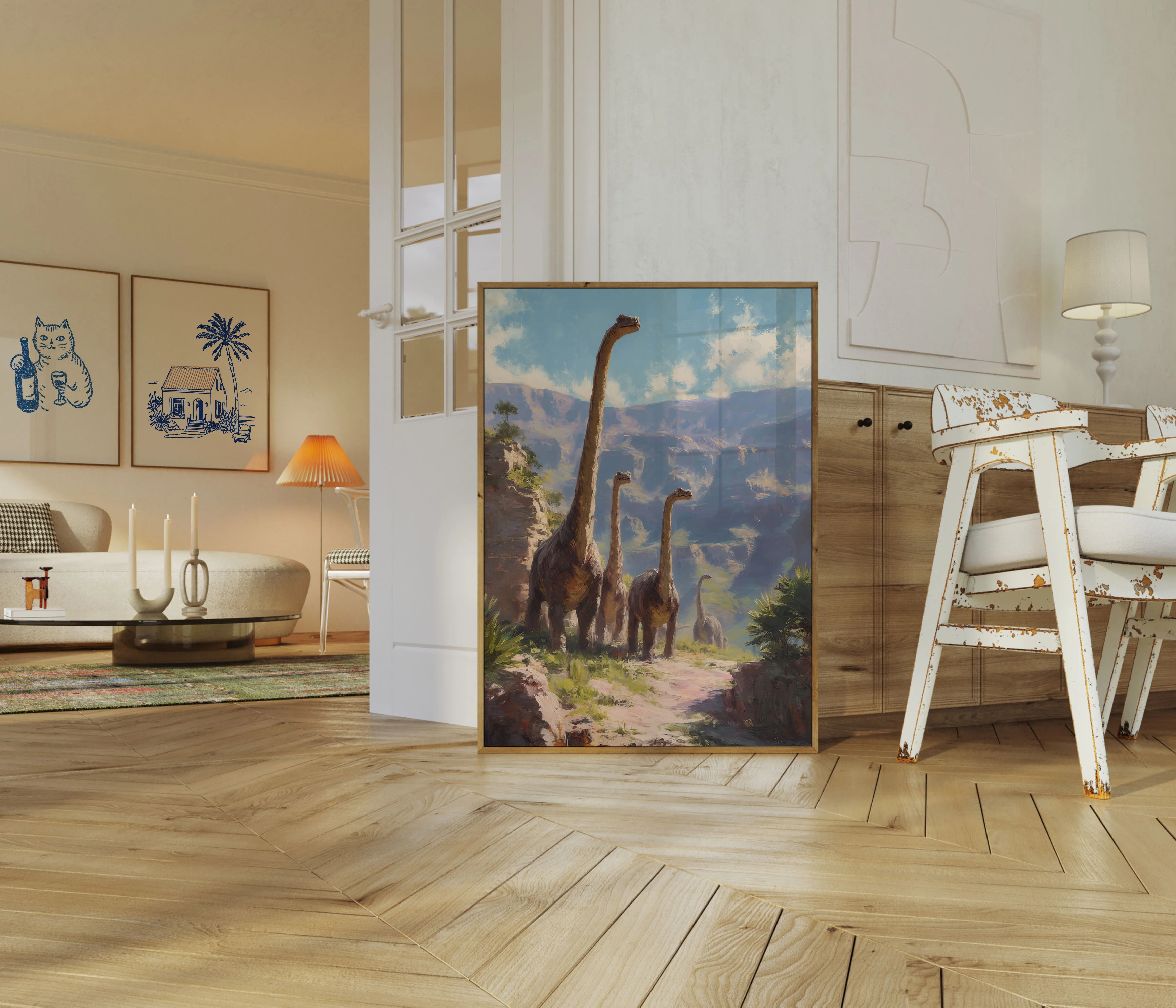 Majestic Dinosaurs Prehistoric Landscape Poster - Image 5