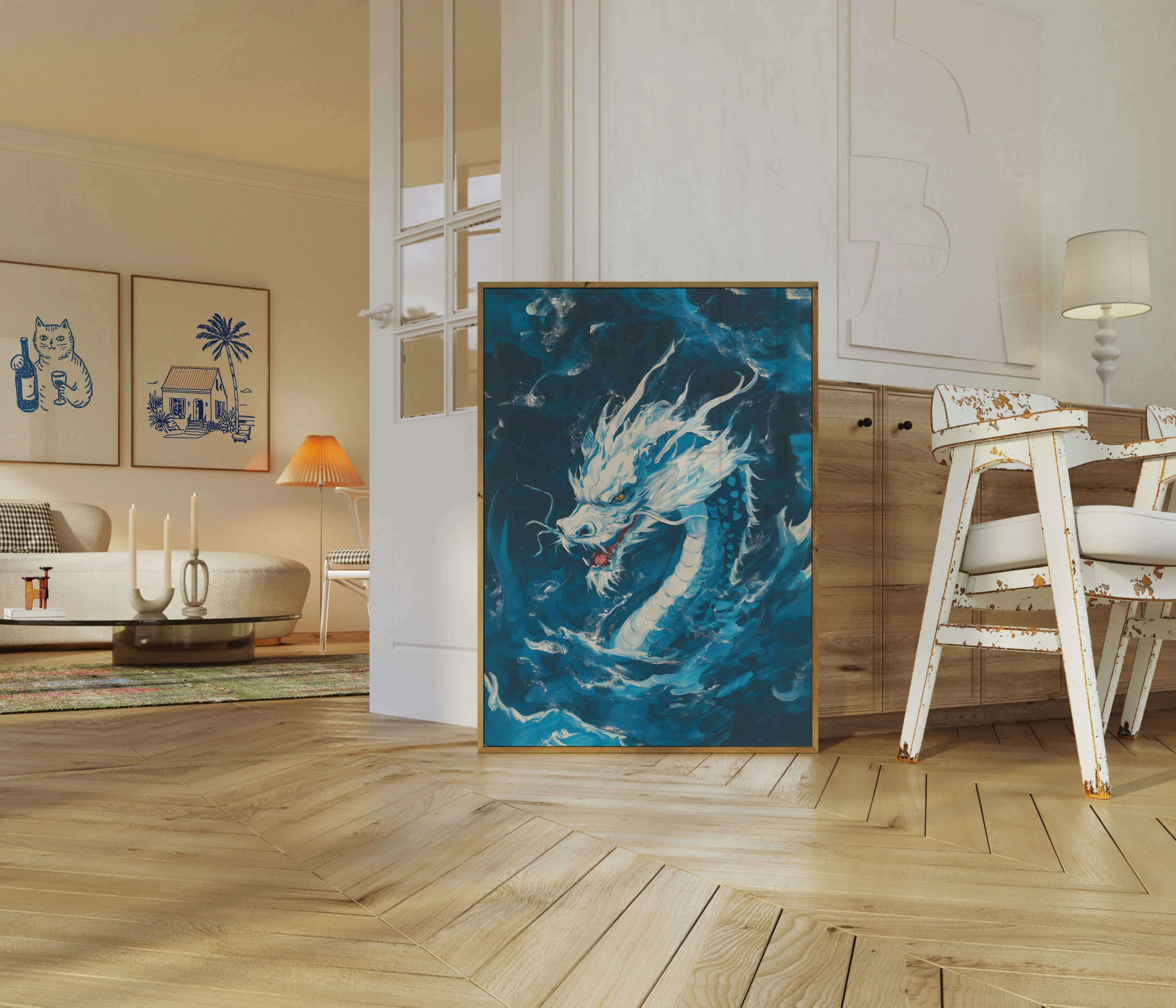 Majestic Dragon in Waves Poster - Image 5