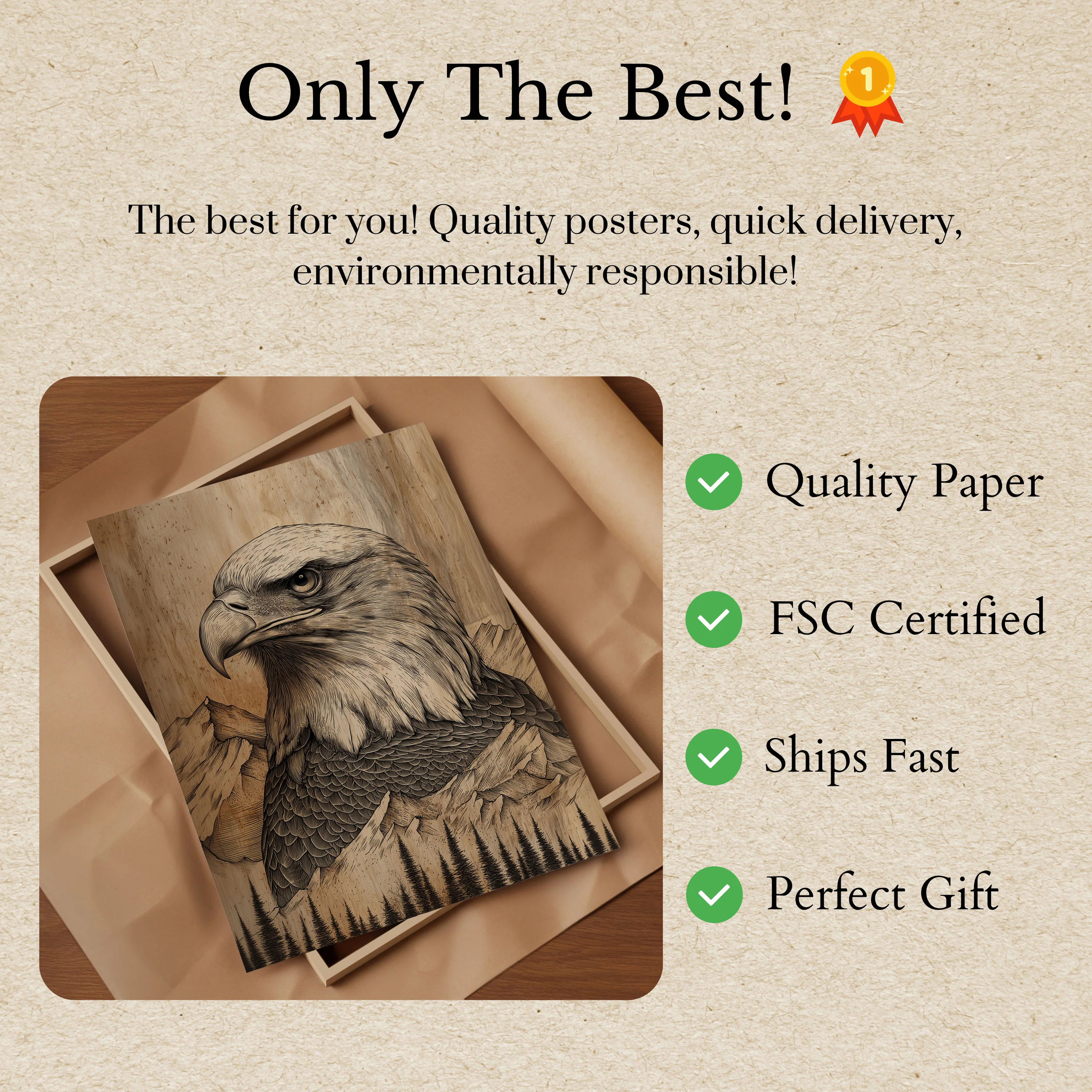 Majestic Eagle Mountain Poster - Image 3