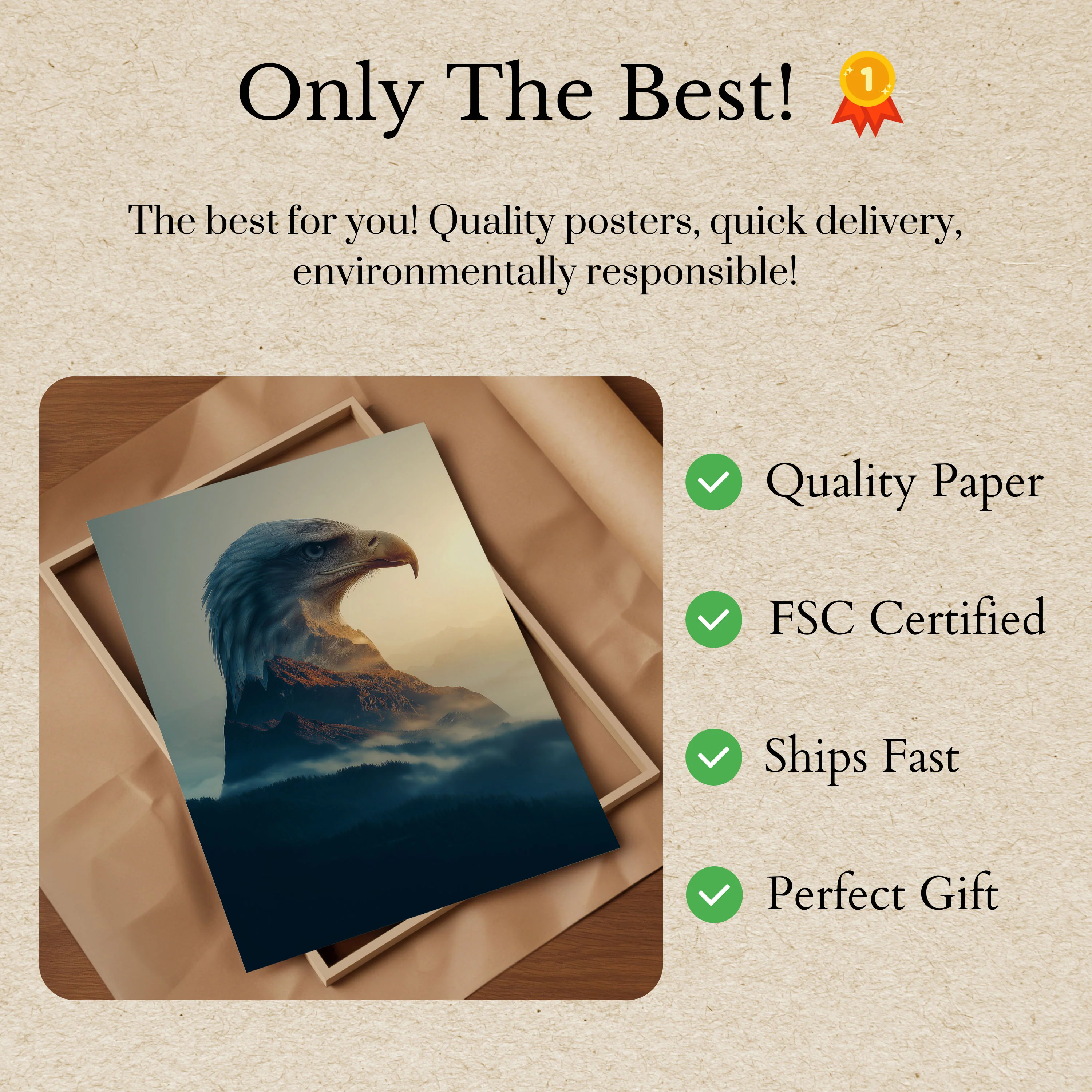 Majestic Eagle Mountain Poster - Image 3