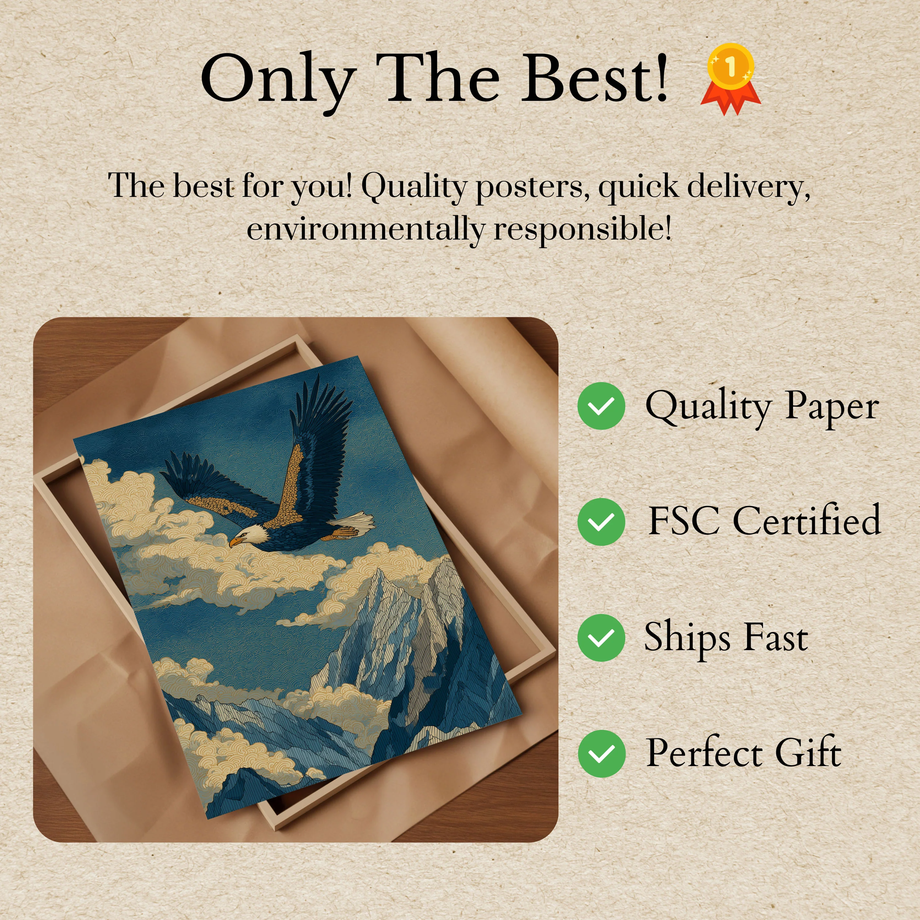 Majestic Eagle Over Mountains Poster - Image 3