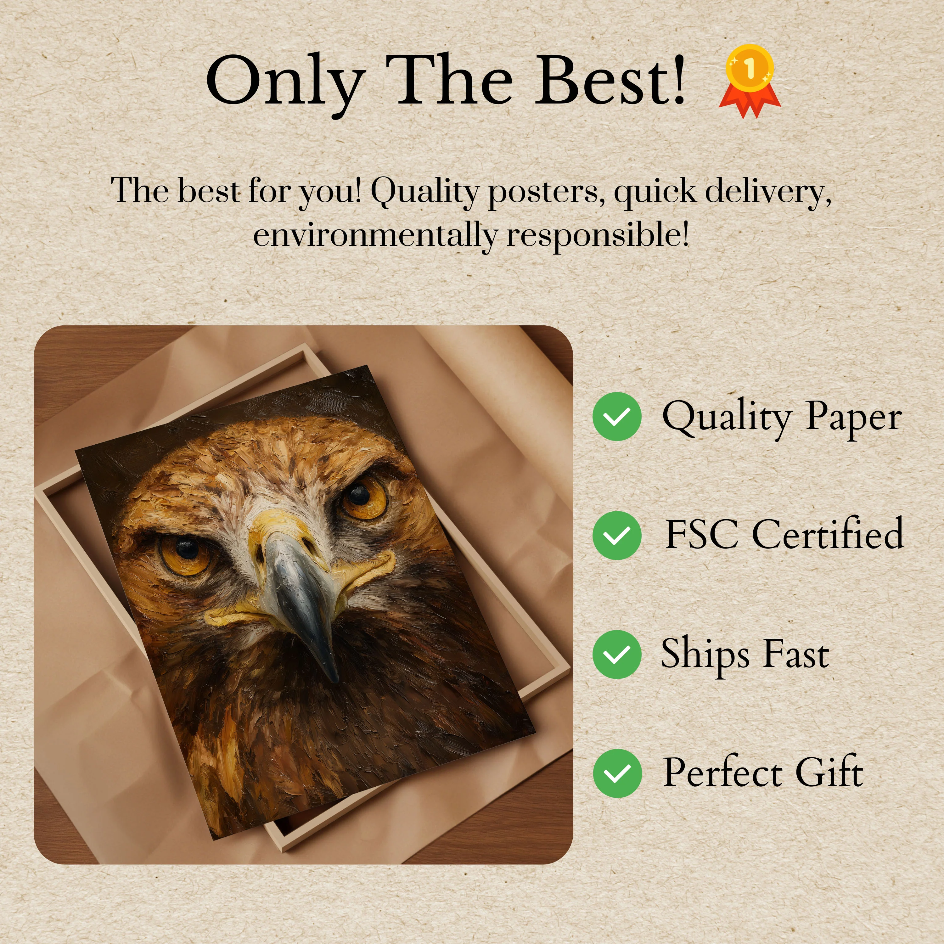 Majestic Eagle Portrait Poster - Image 3