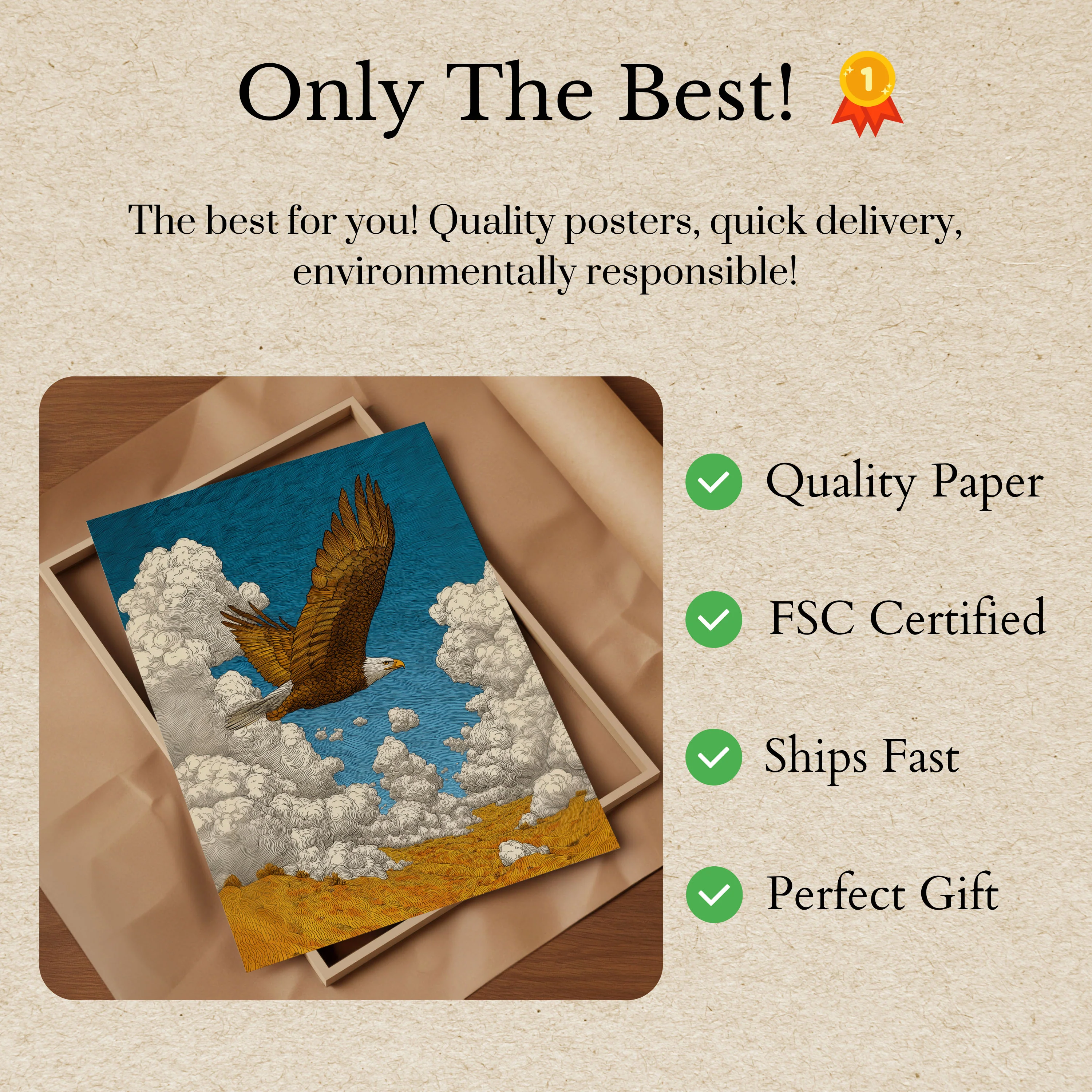 Majestic Eagle Soaring Poster - Image 3