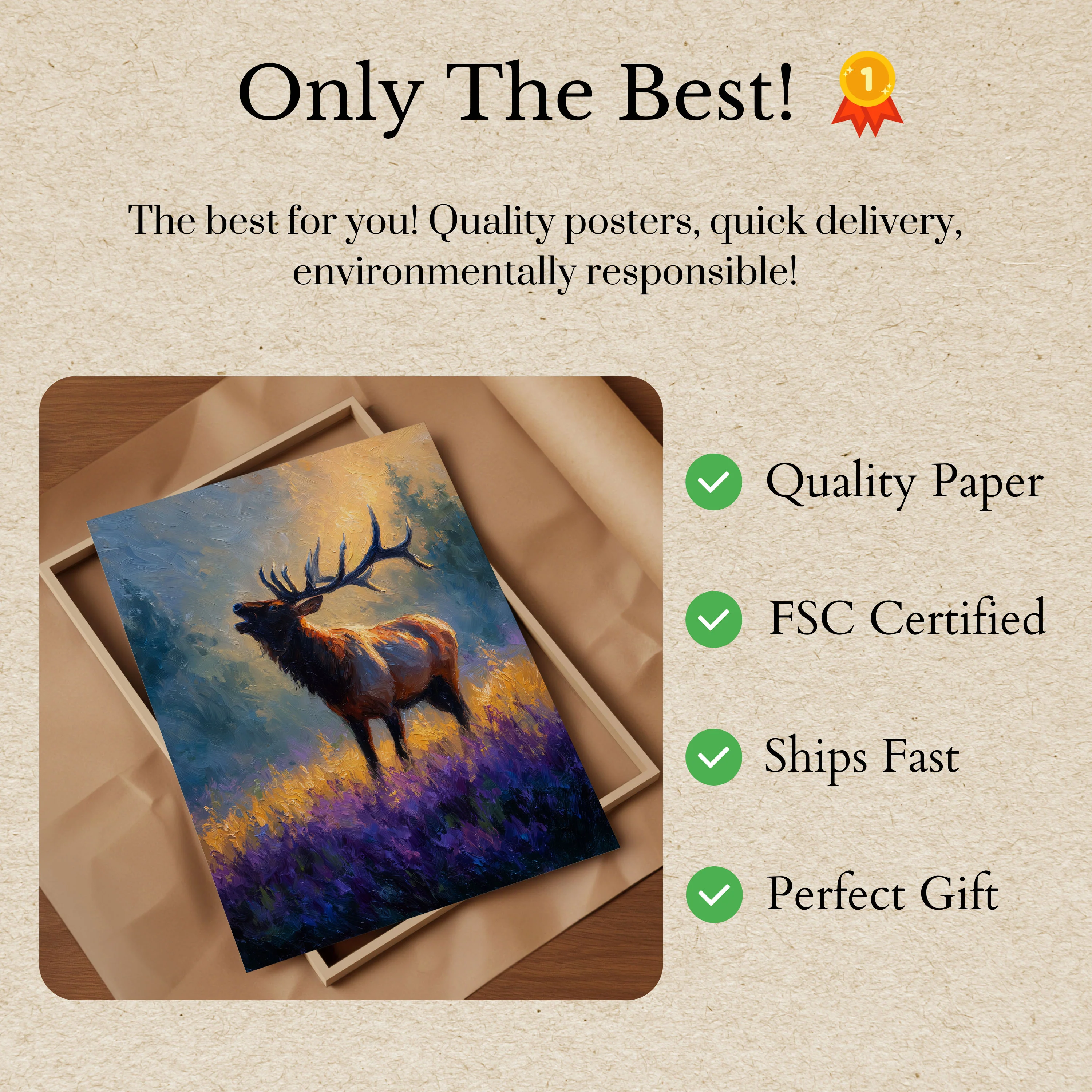 Majestic Elk in Wildflower Meadow Poster - Image 3