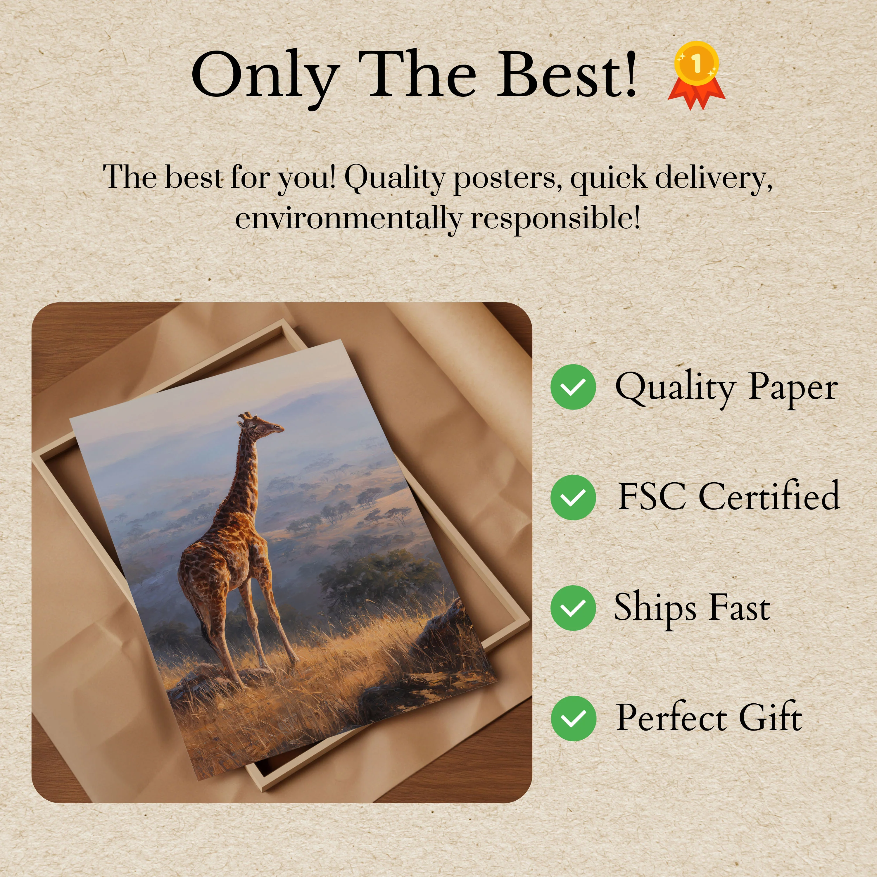 Majestic Giraffe Savanna Landscape Poster - Image 3