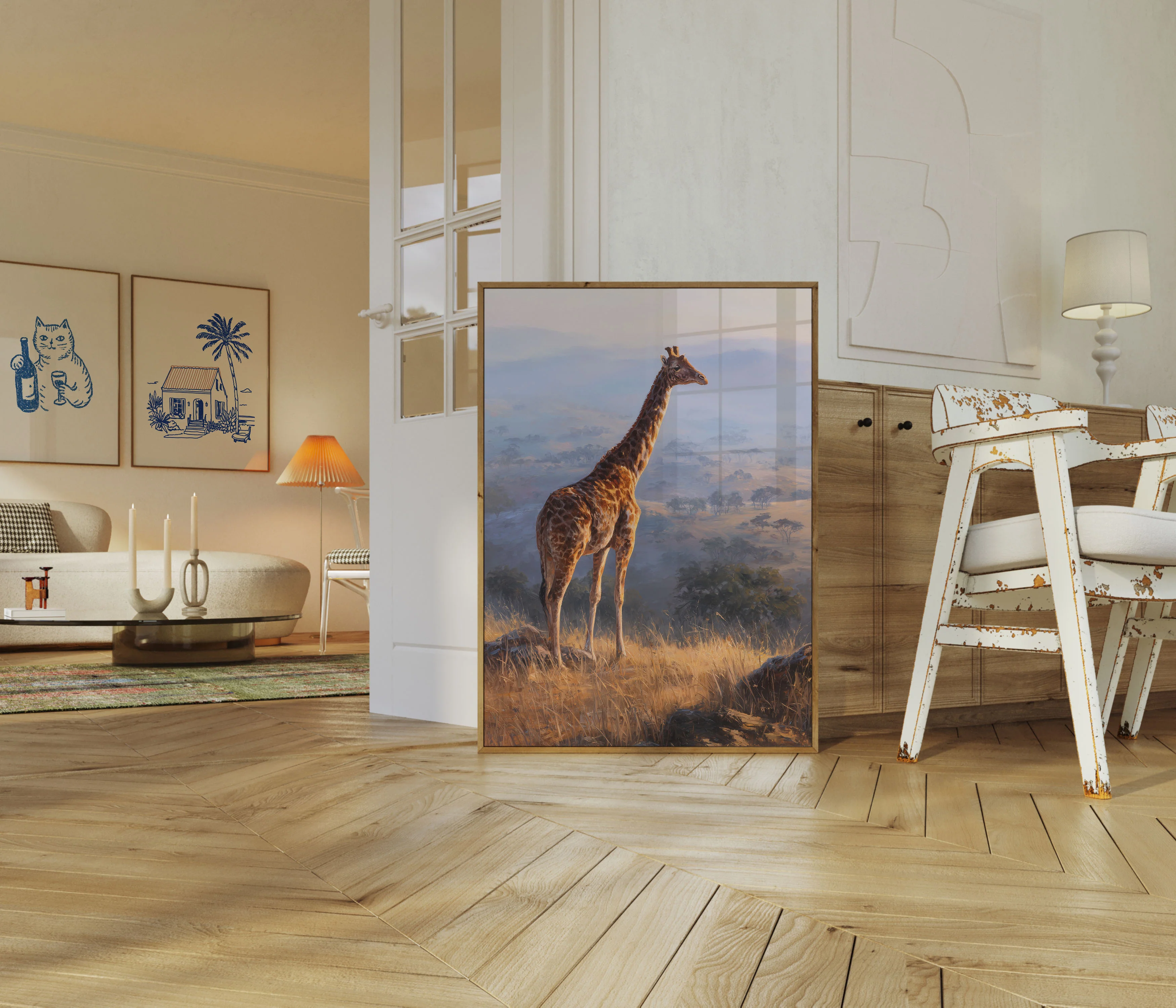 Majestic Giraffe Savanna Landscape Poster - Image 5