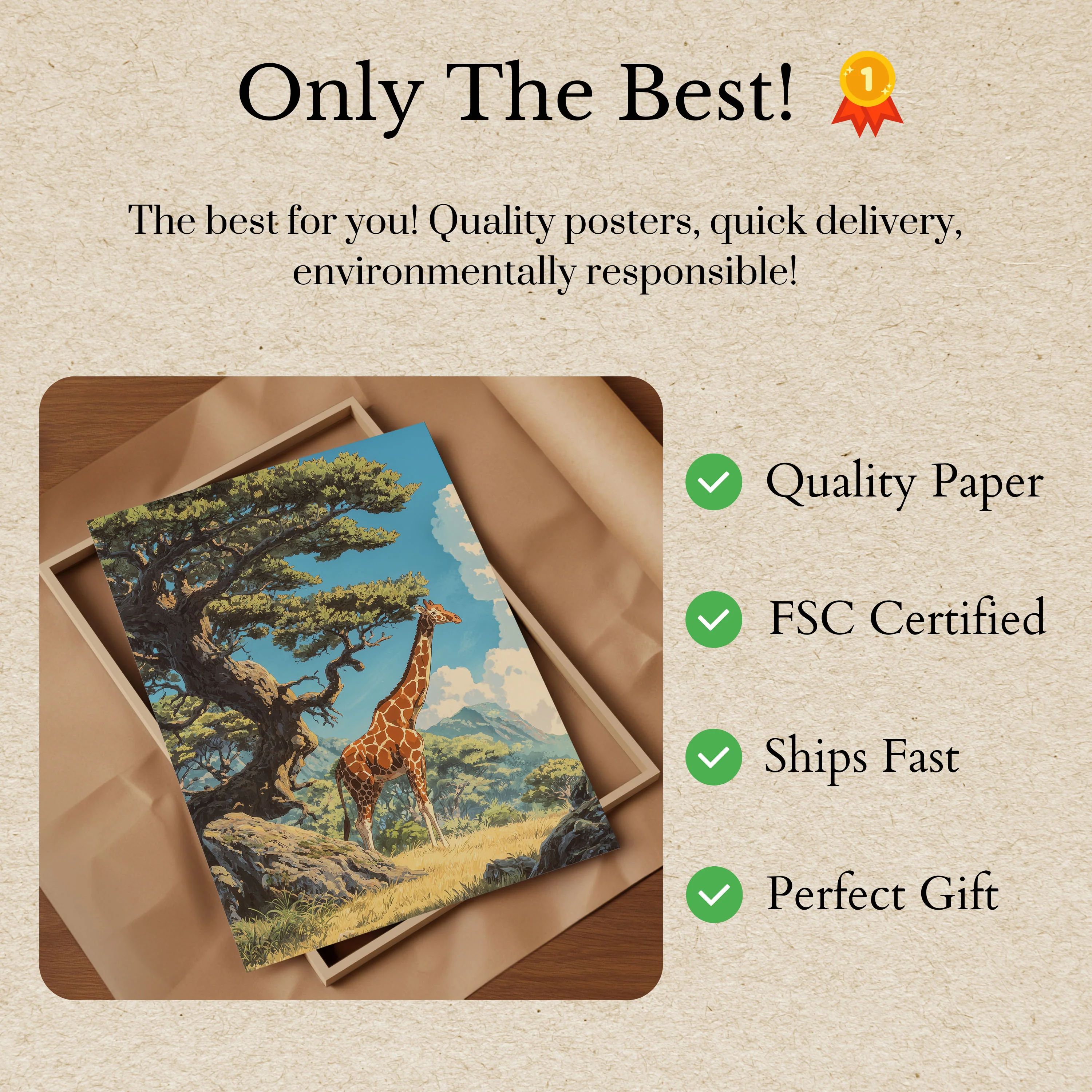 Majestic Giraffe Savanna Poster - Image 3