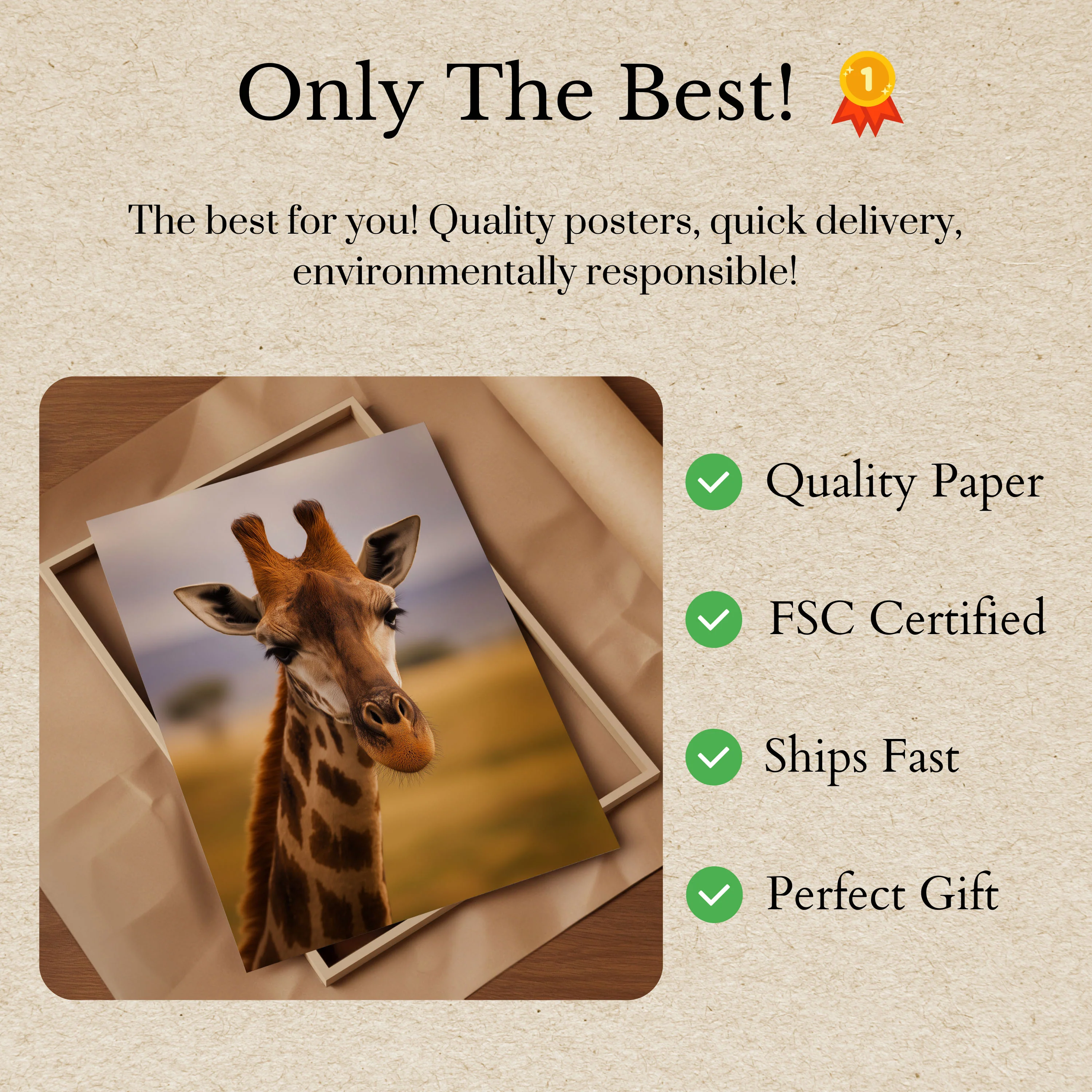 Majestic Giraffe Wildlife Poster - Image 3