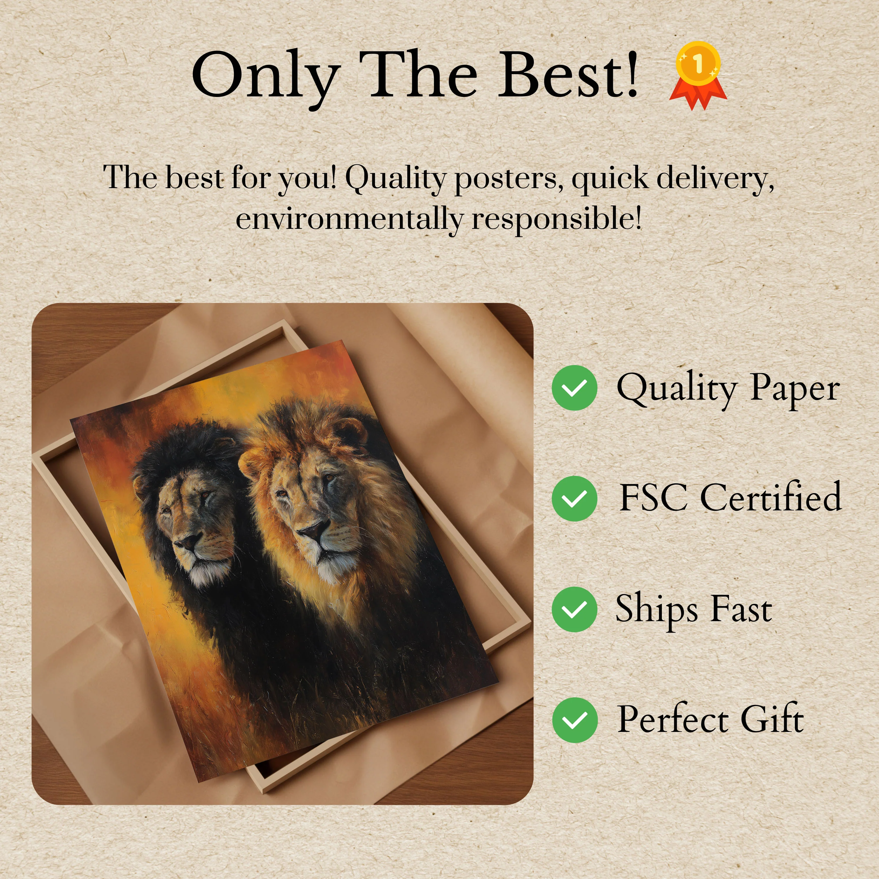 Majestic Lions Golden Hour Poster - Image 3