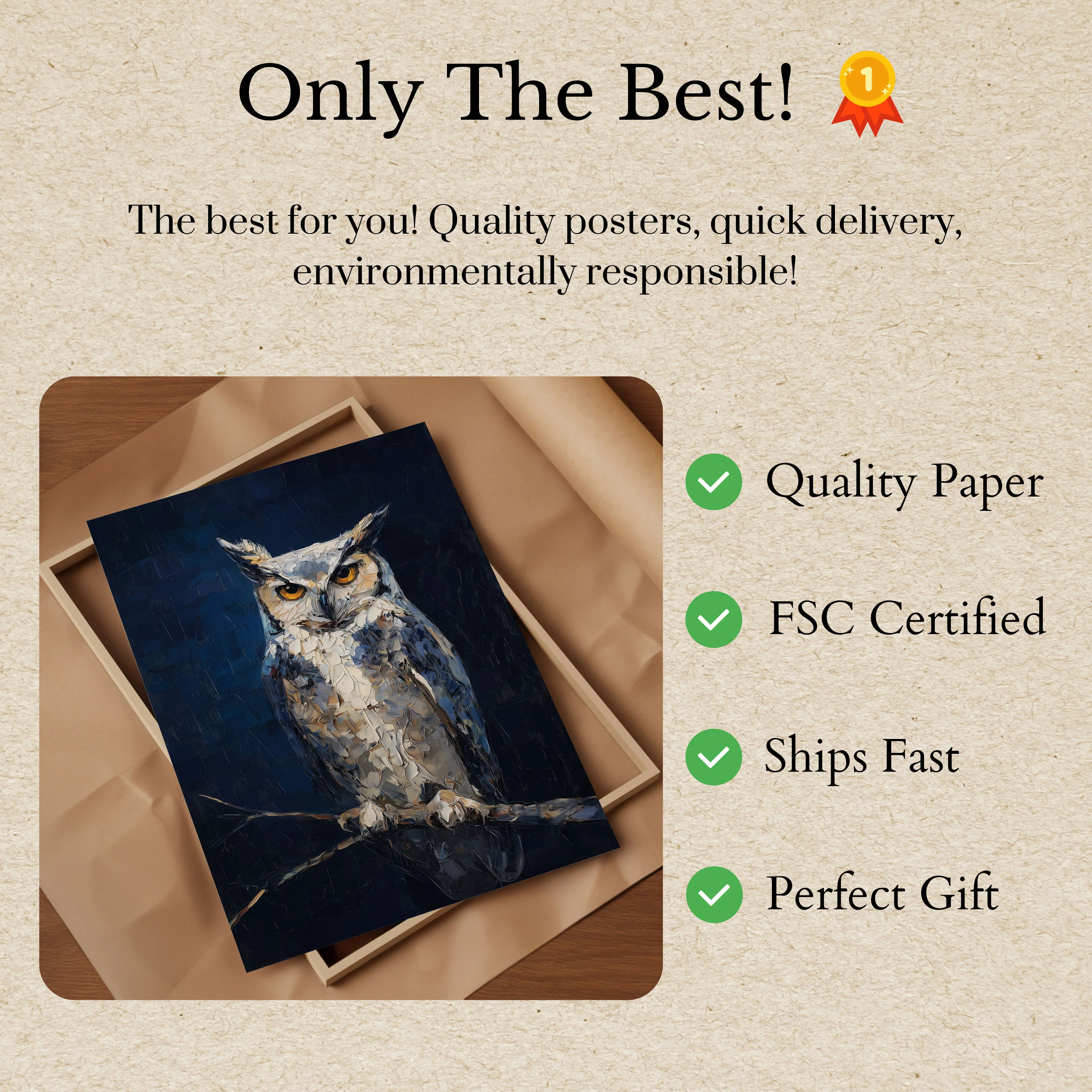 Majestic Owl Night Poster - Image 3