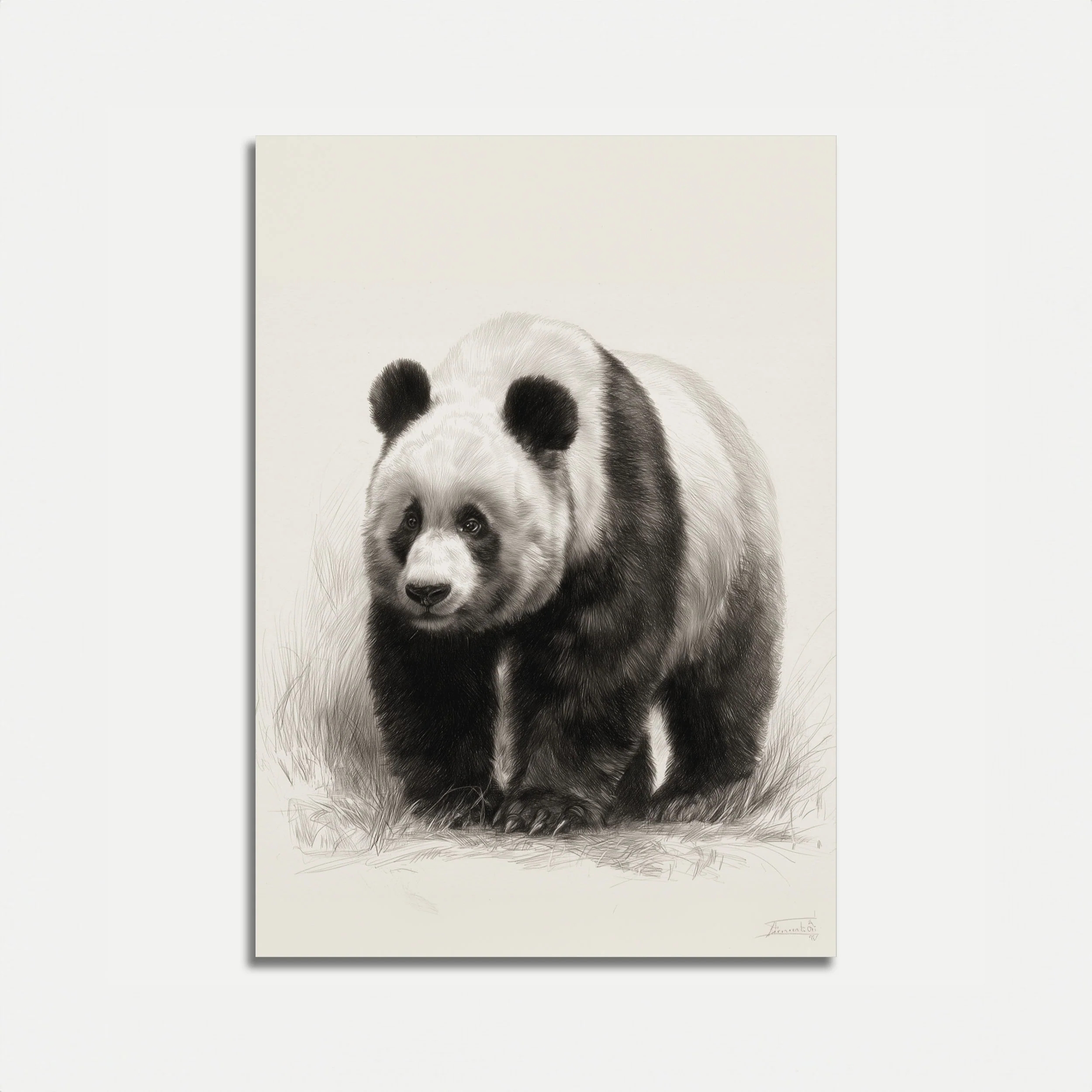 Majestic Panda Black and White Poster
