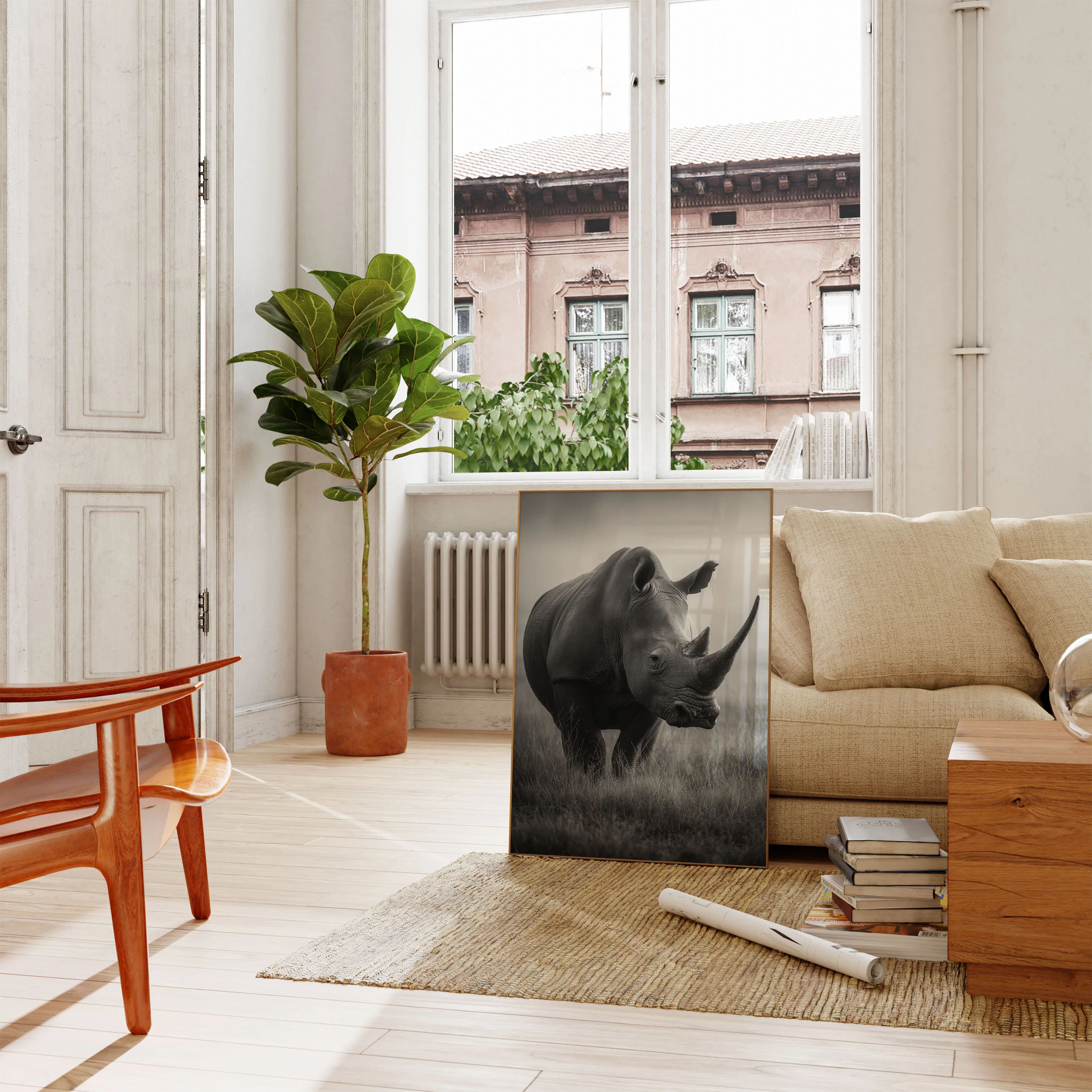 Majestic Rhino in Grasslands Poster - Image 2