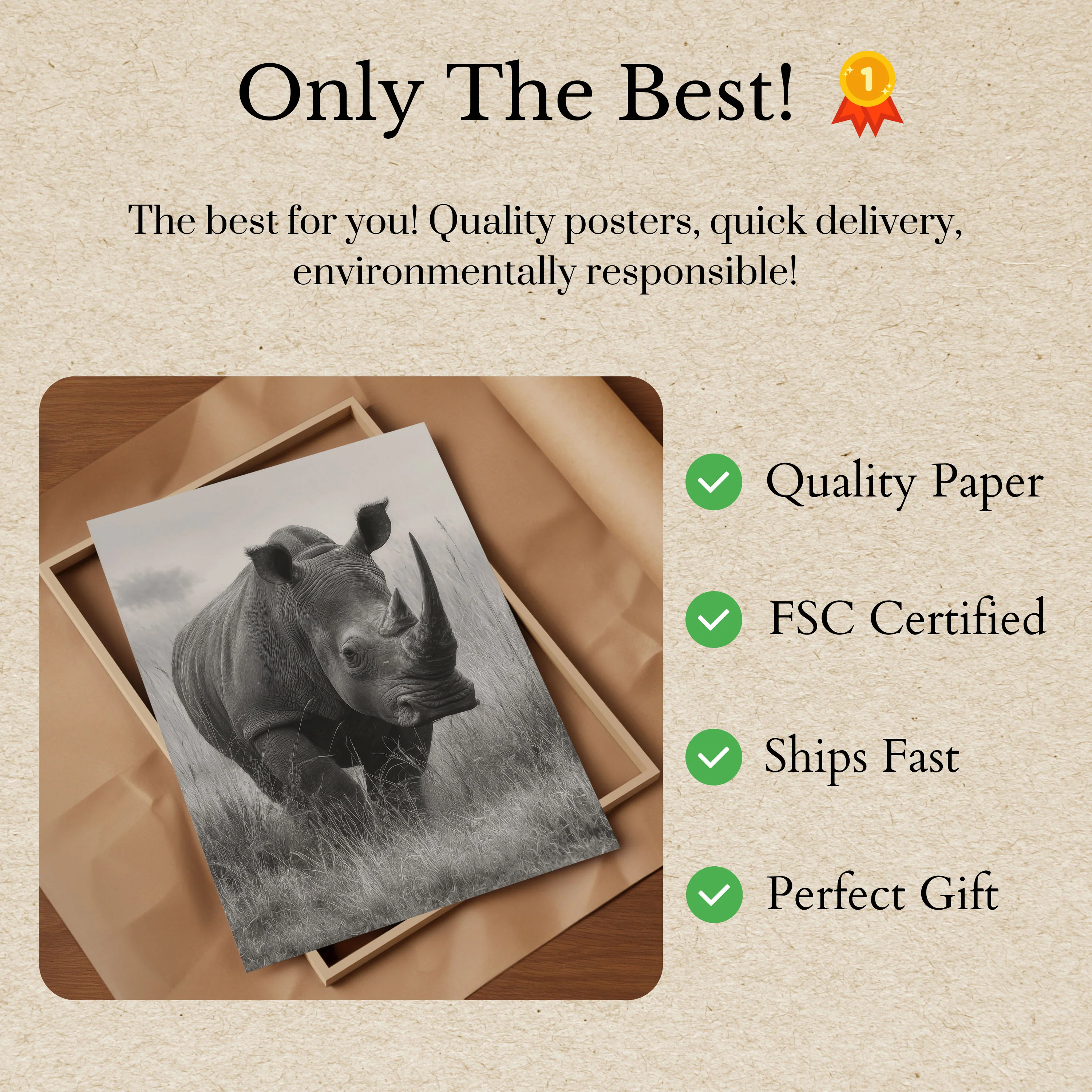 Majestic Rhino in Grasslands Poster - Image 3