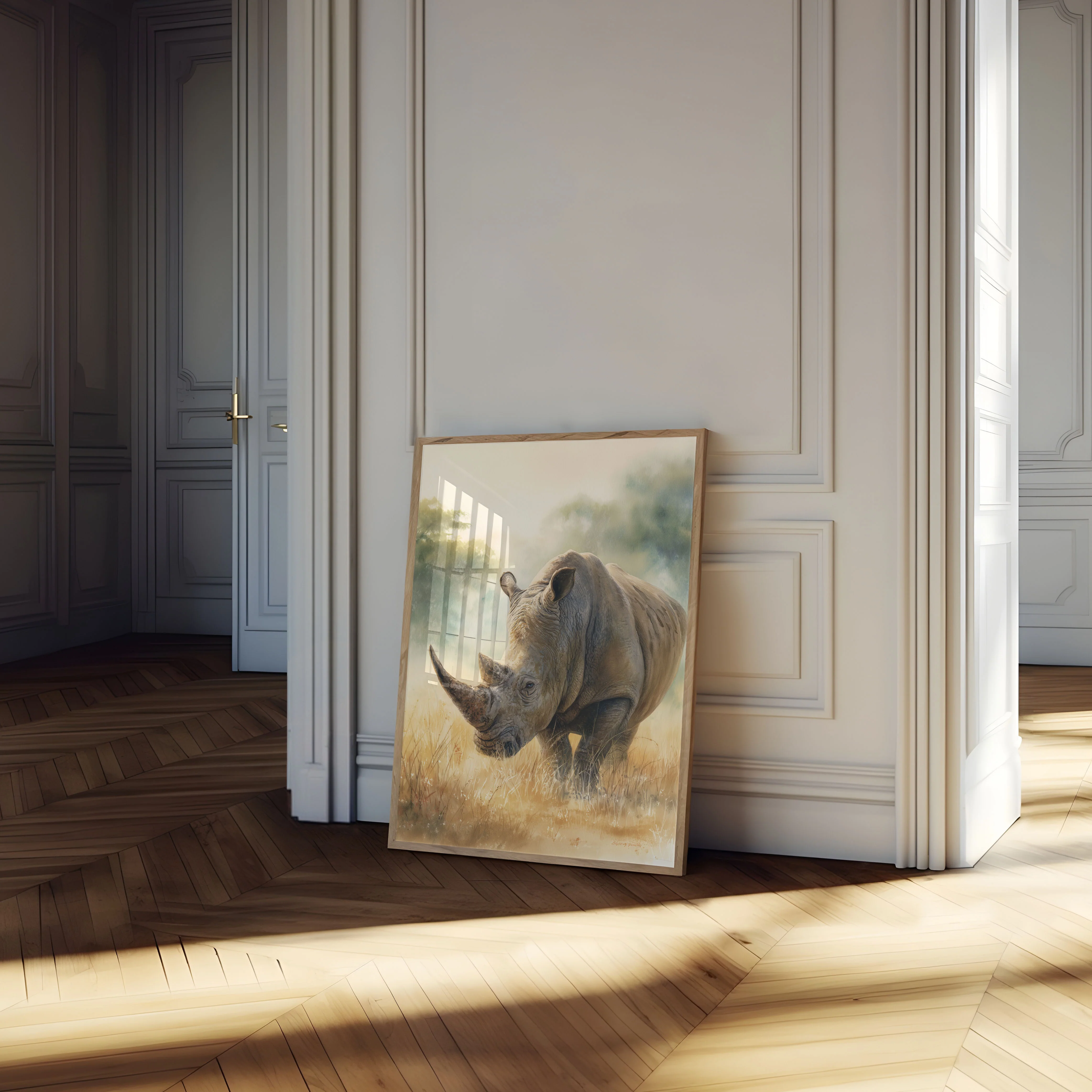Majestic Rhino in Grasslands Poster - Image 4
